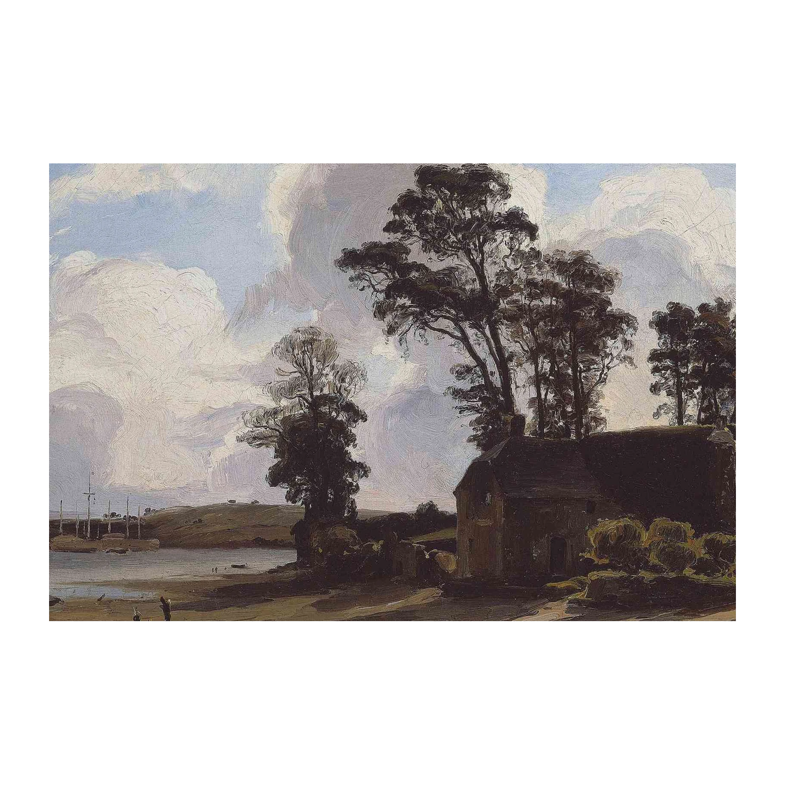 Vintage Riverside Cottage & Moody Sky Wall Art