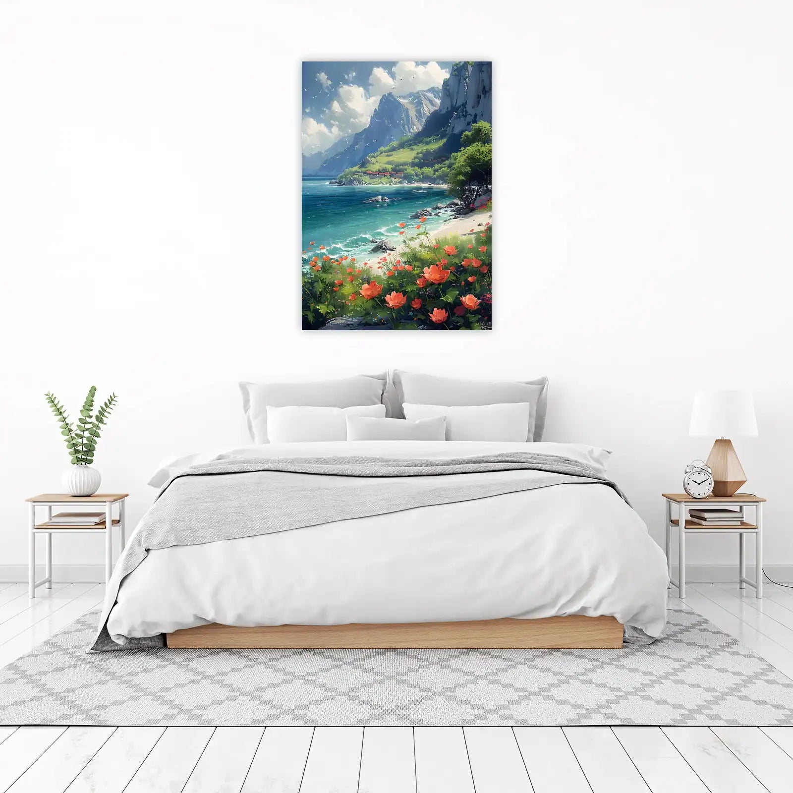 Coastal Serenity Floral Landscape Wall Art