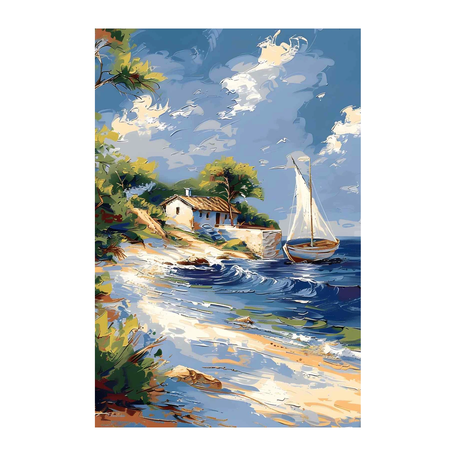 Serene Coastal Escape Sailboat Wall Art