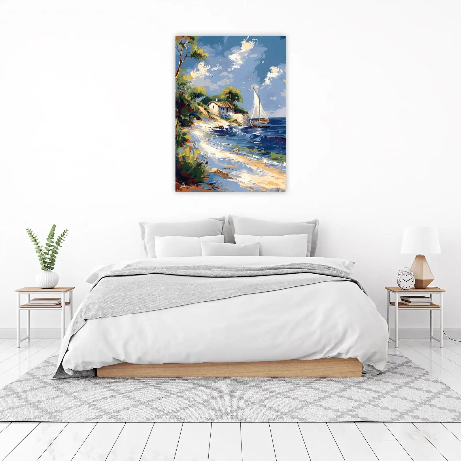 Serene Coastal Escape Sailboat Wall Art