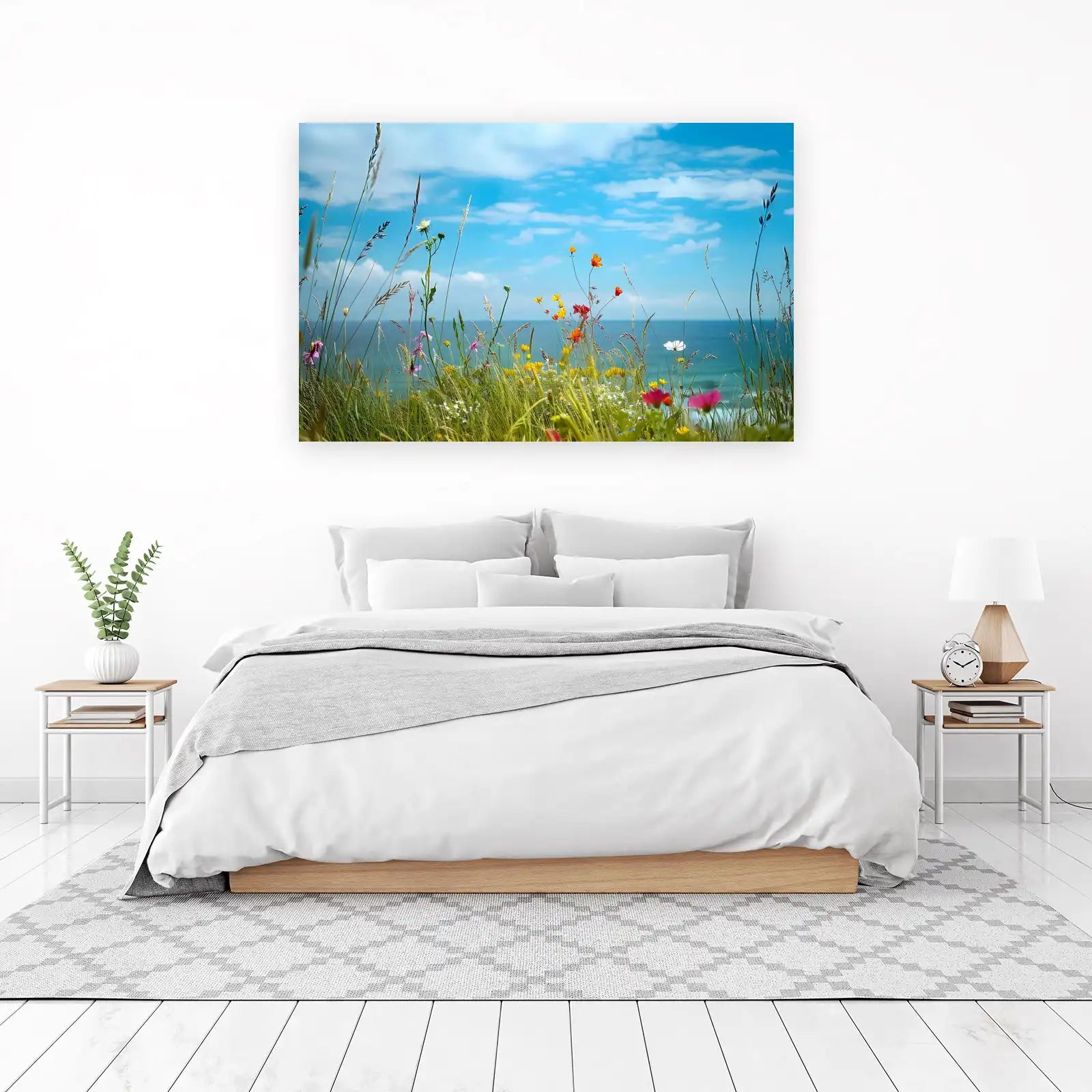 Vibrant Wildflower Coastal Landscape Wall Art