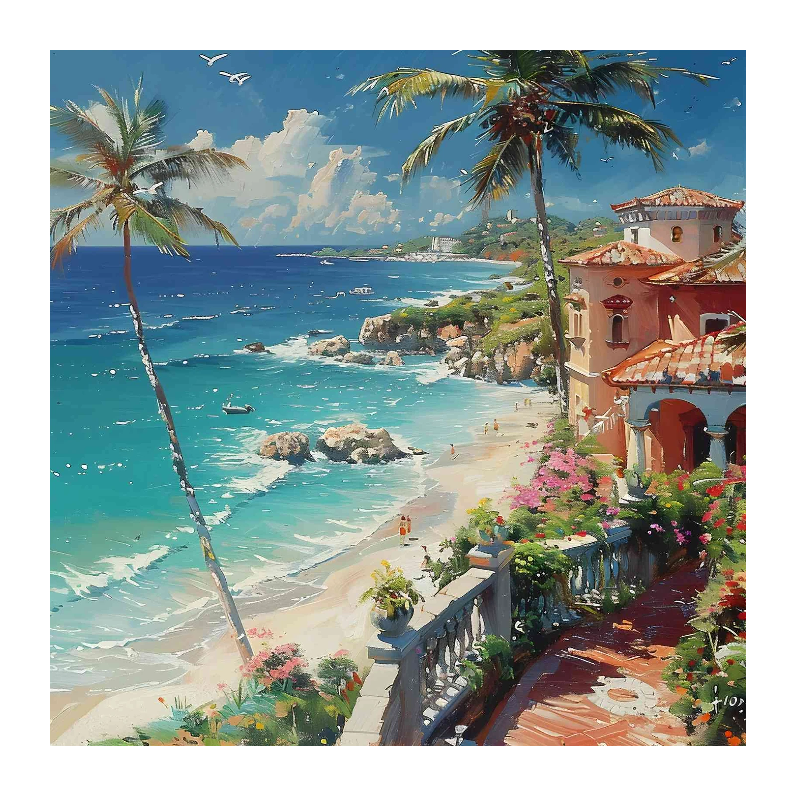 Coastal Villa Palm Paradise Wall Art