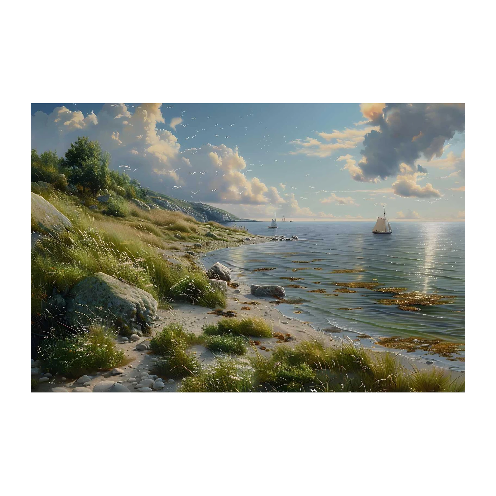 Tranquil Coastal Sailboats Wall Art