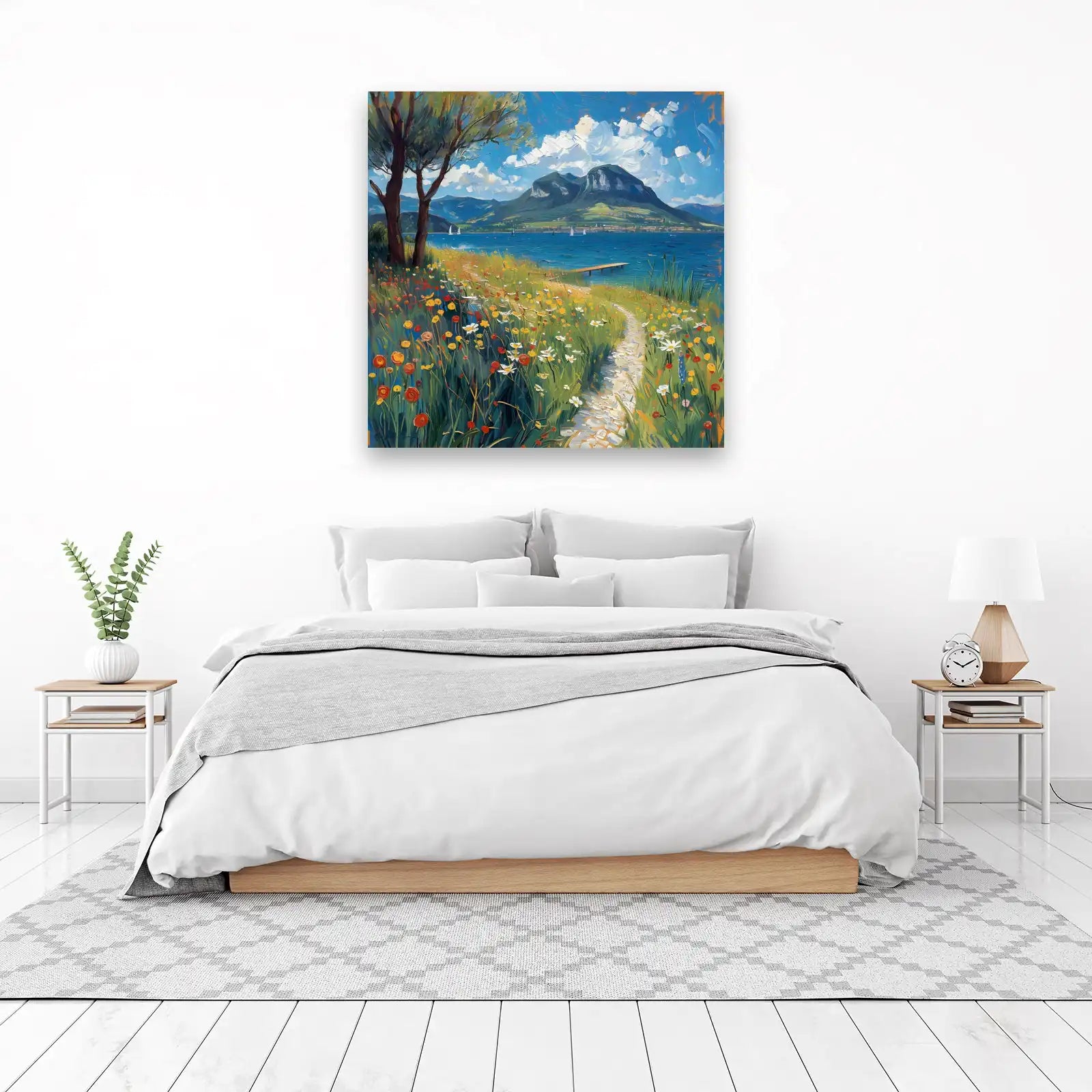 Vibrant Lakeside Floral Path Wall Art
