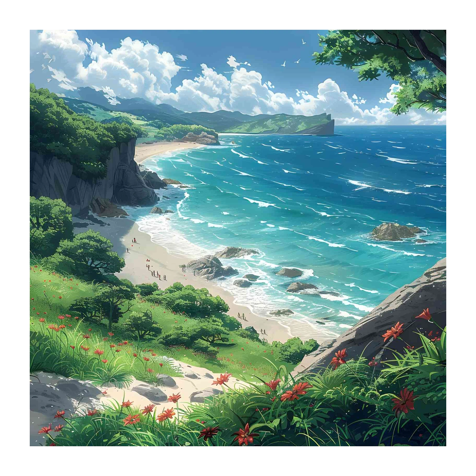 Serene Coastal Paradise Wall Art