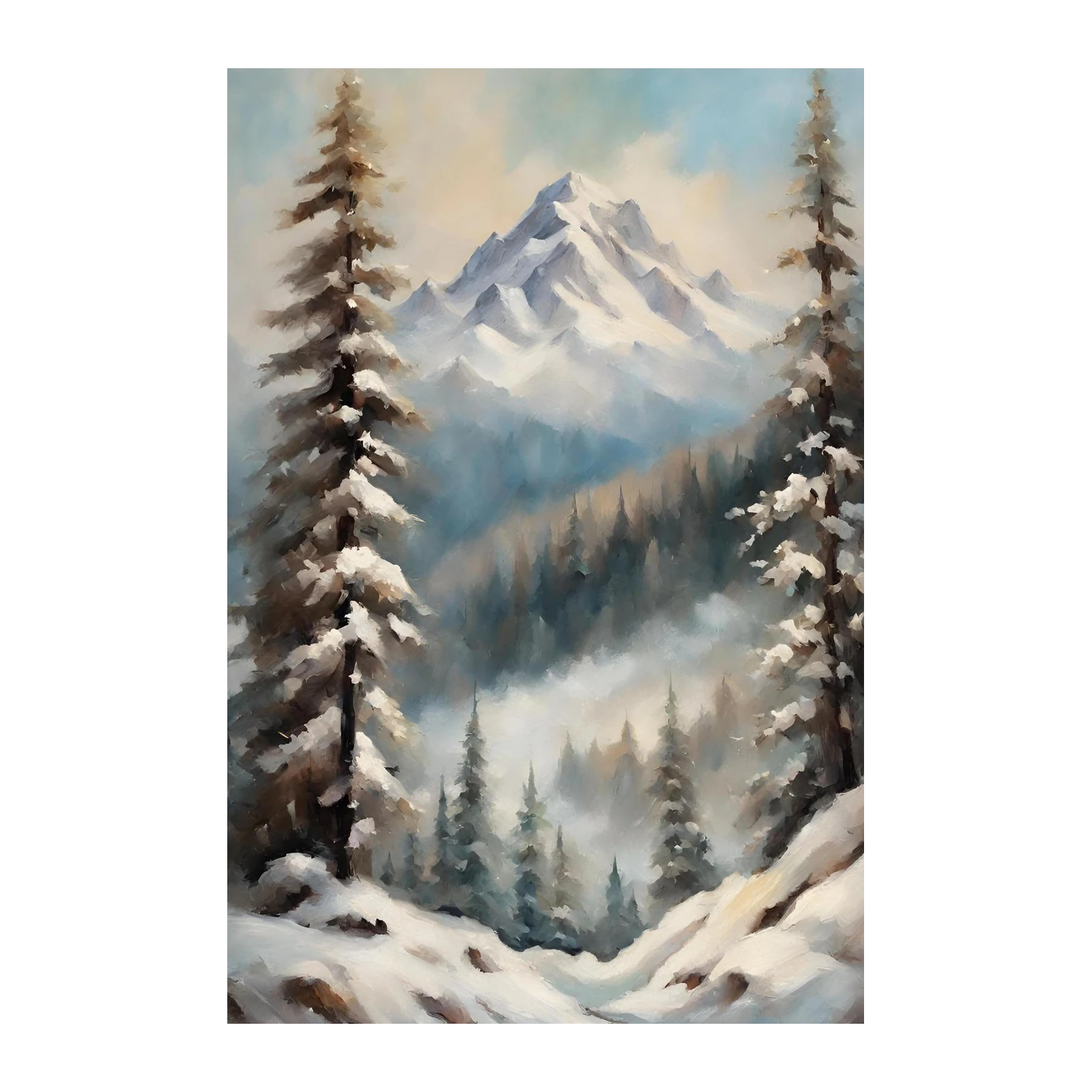 Serene Winter Mountain Landscape Wall Art
