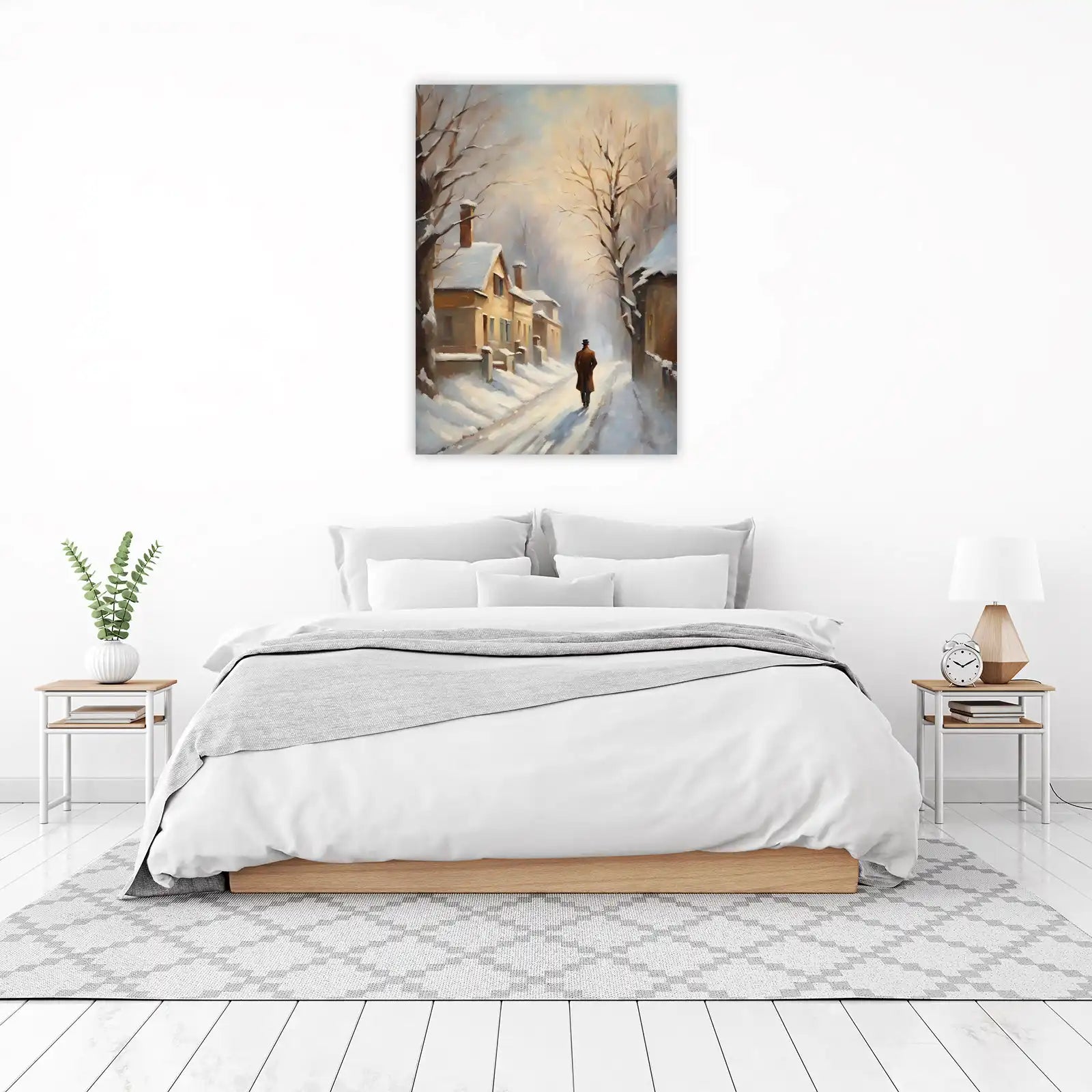Winter Serenity Man Walk Wall Art
