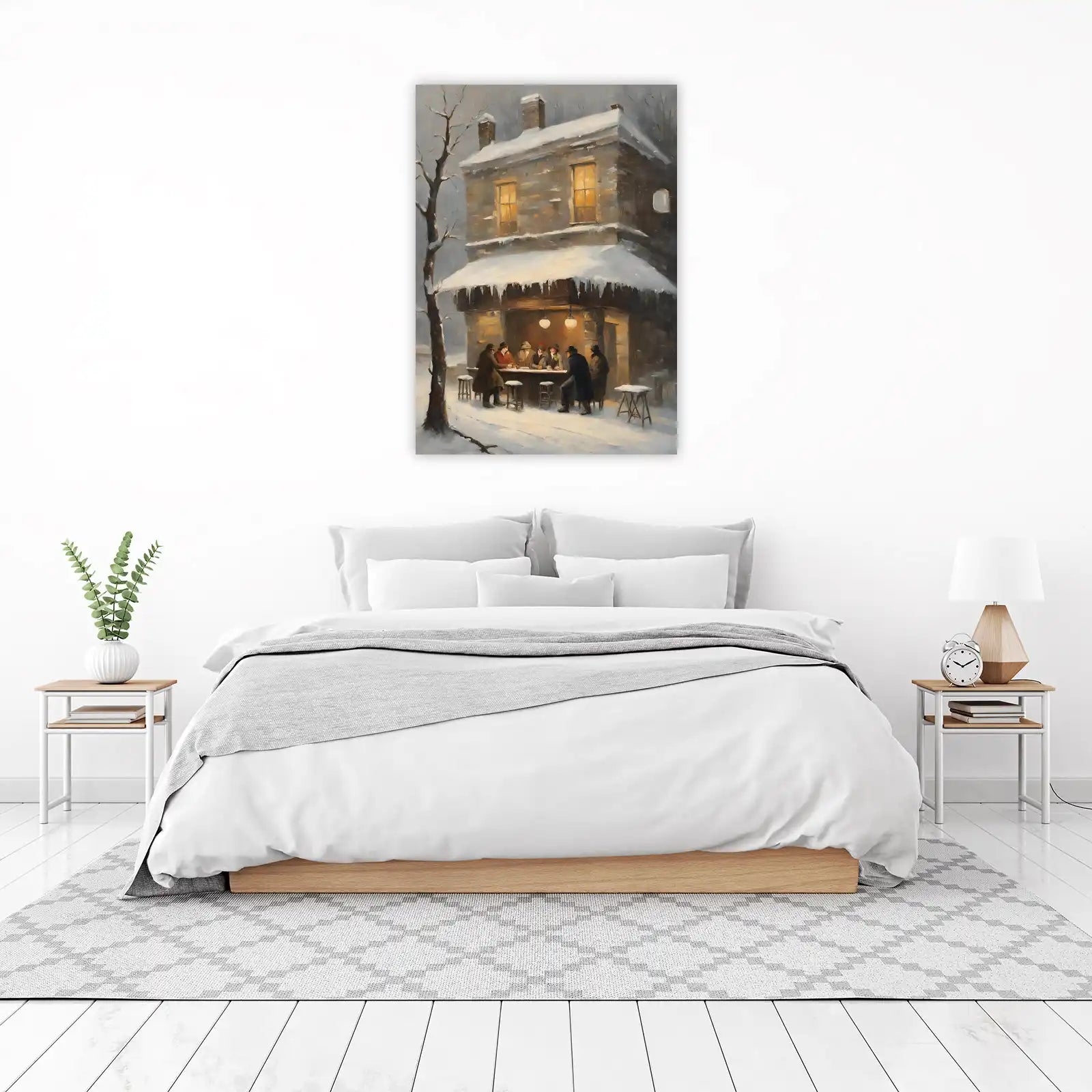 Cozy Winter Tavern Scene Wall Art
