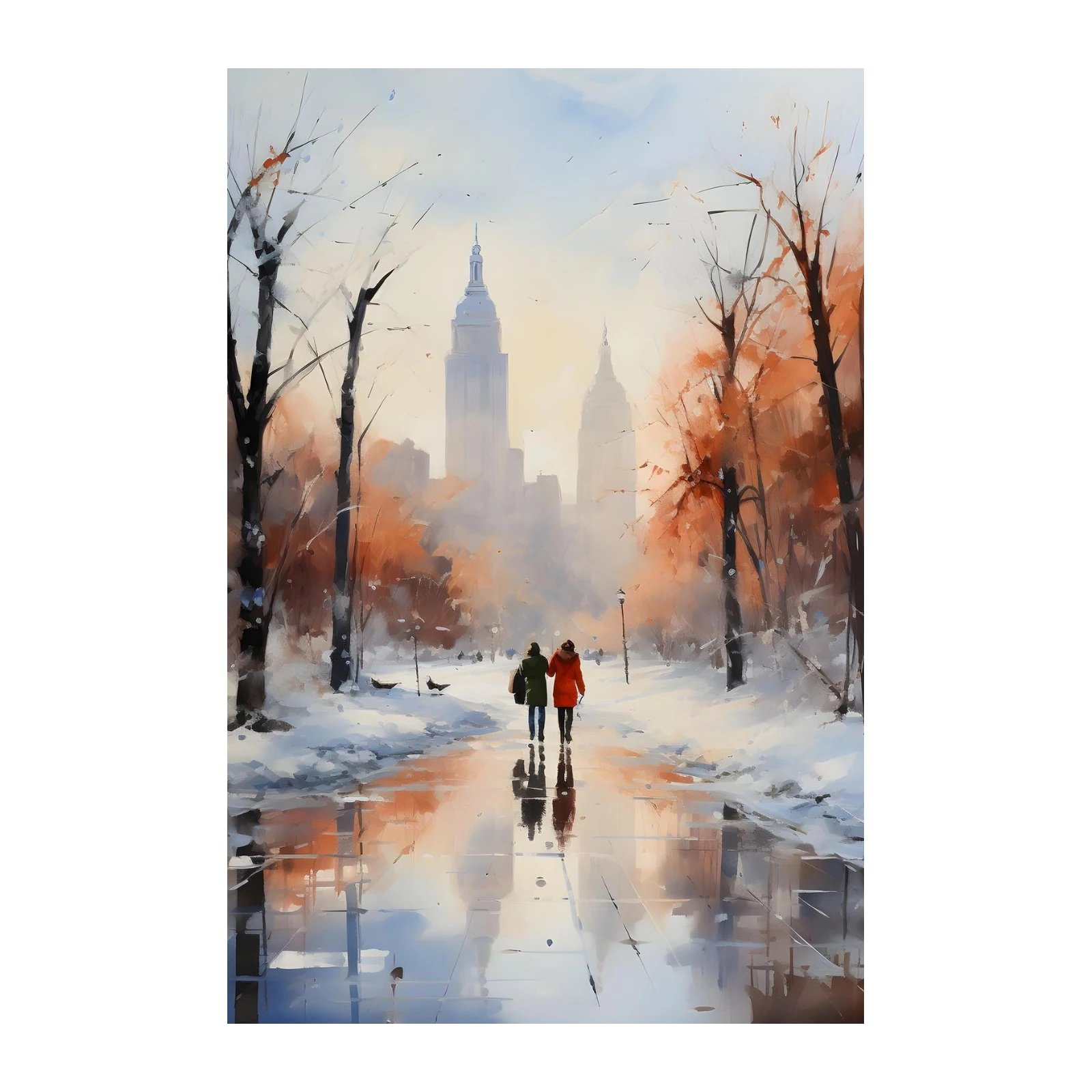Winter City Stroll Wall Art