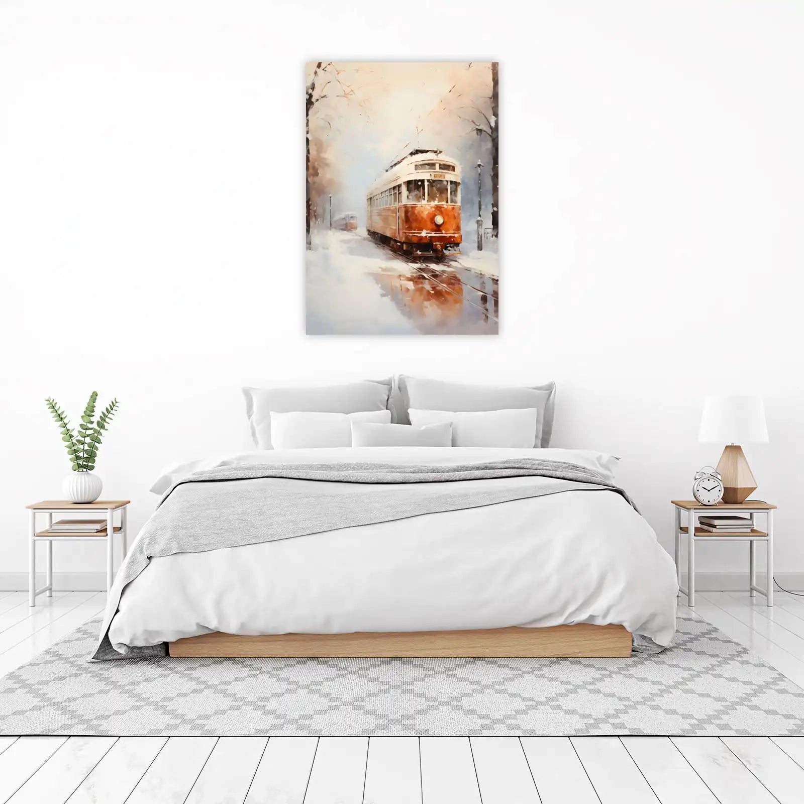 Vintage Snow Tram Impressionist Wall Art