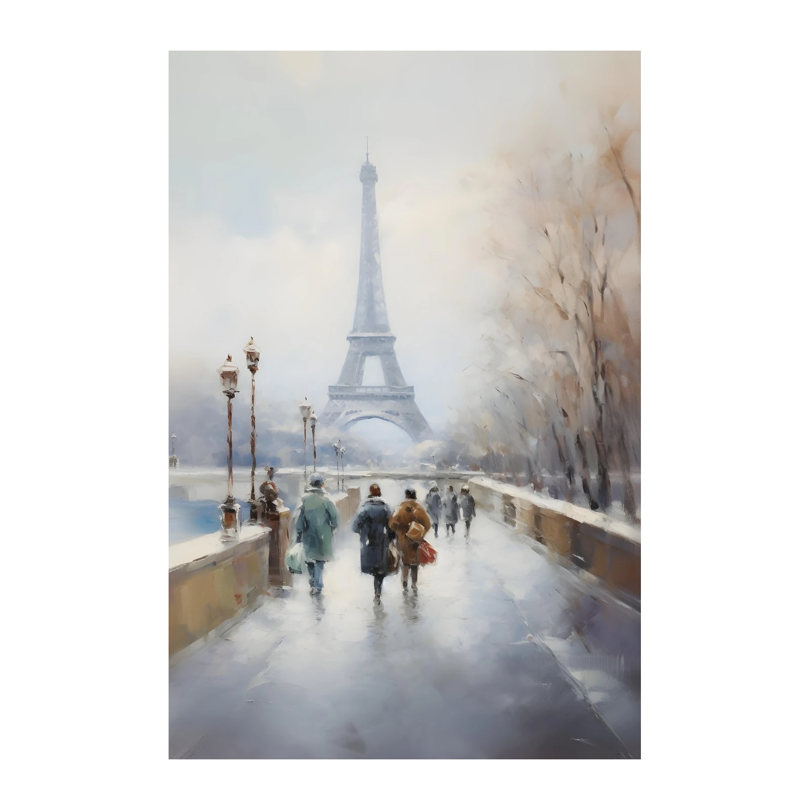 Parisian Winter Stroll Eiffel Tower Wall Art