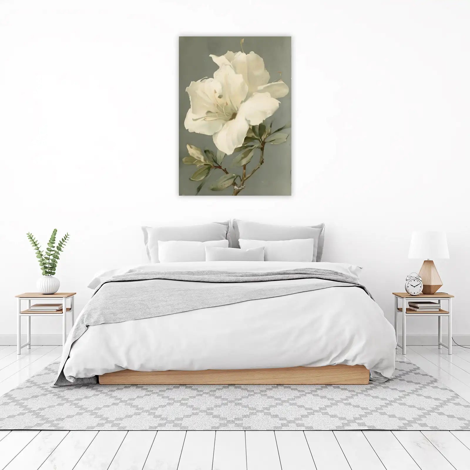 Elegant White Azalea Floral Wall Art