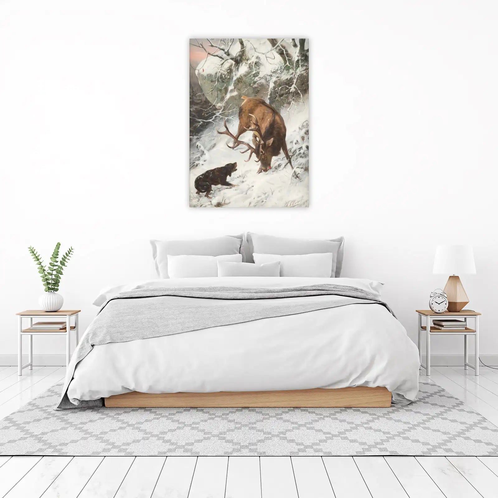 Majestic Elk Encounter Snow Wall Art