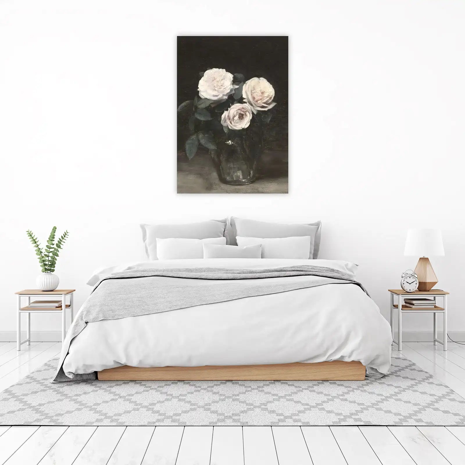 Elegant White Roses Still Life Wall Art