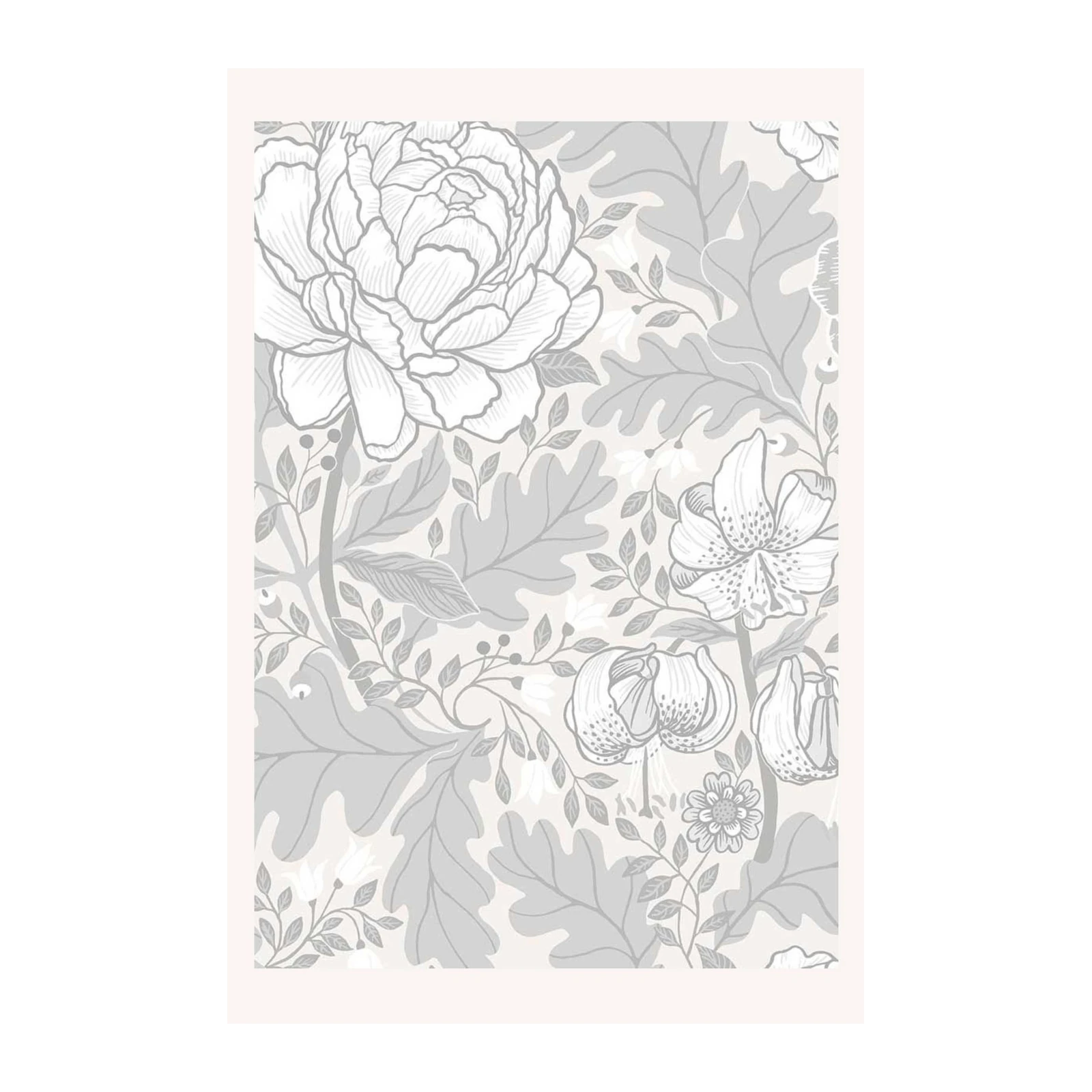 Elegant Floral Botanical Grey Linen Wall Art
