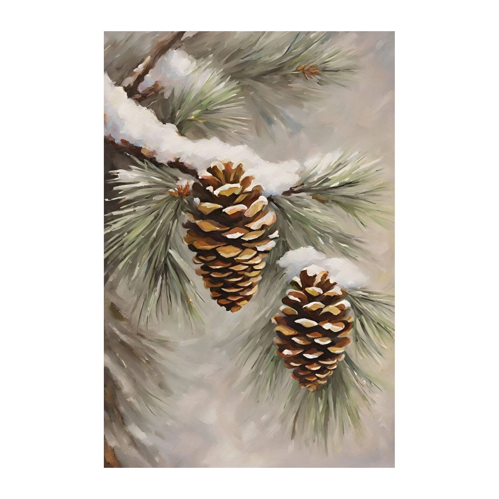 Winter Pine Cones Snowflake Wall Art