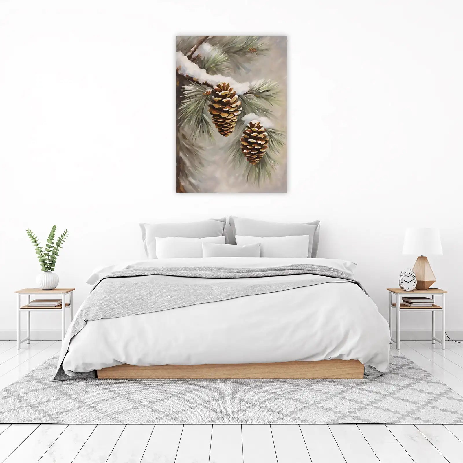 Winter Pine Cones Snowflake Wall Art