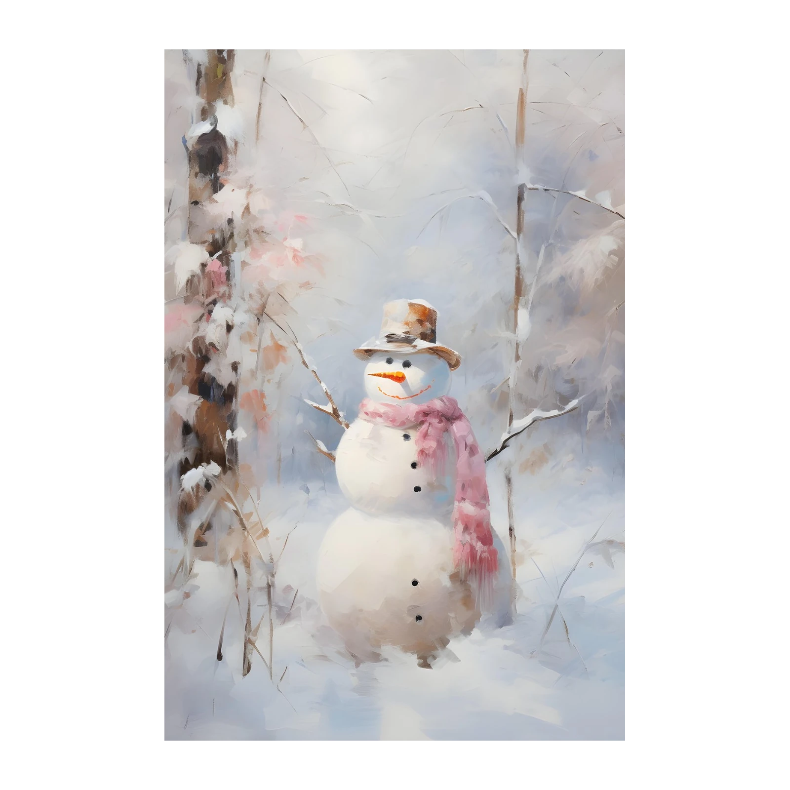 Charming Snowman Winter Forest Wall Art