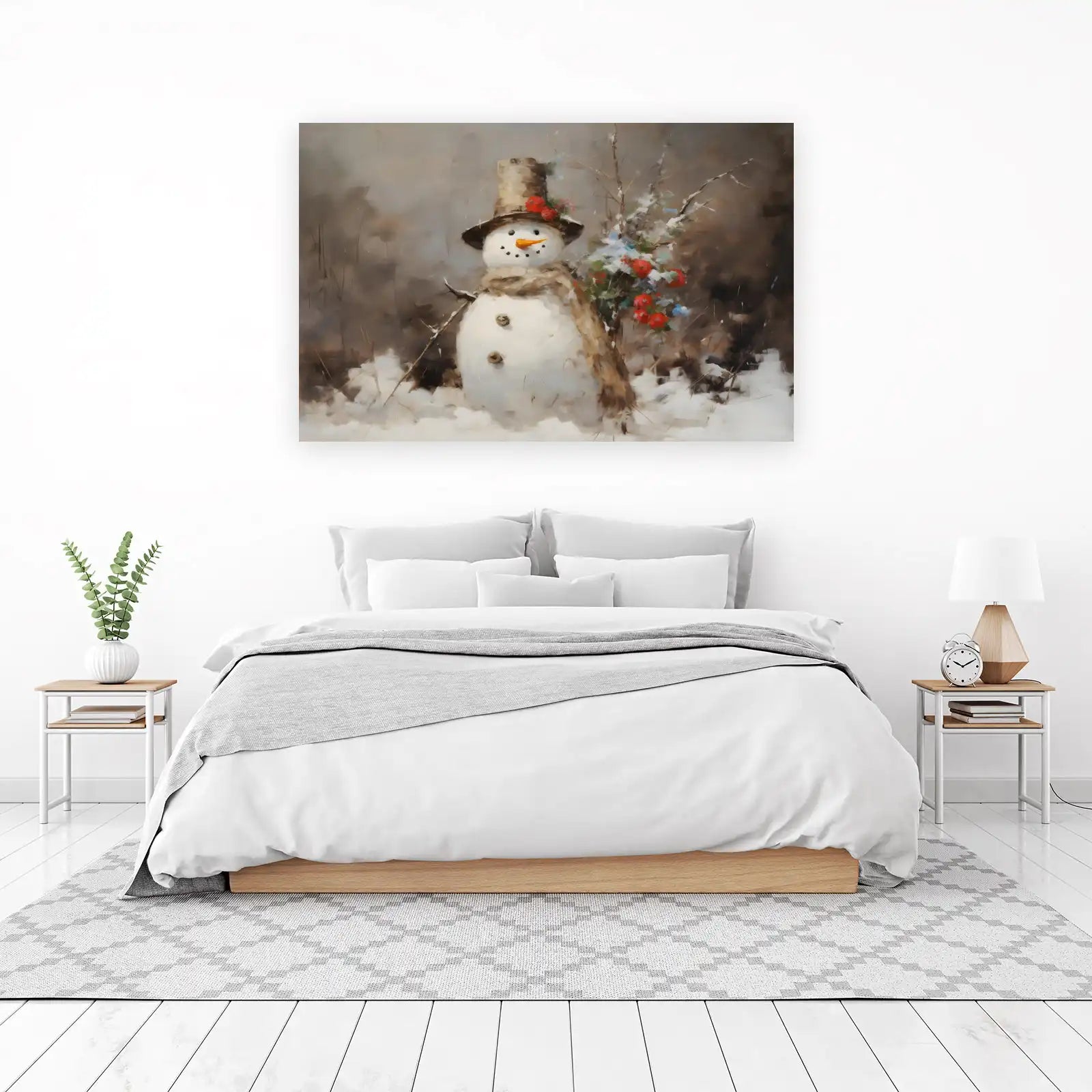 Charming Snowman Winter Scene Wall Art