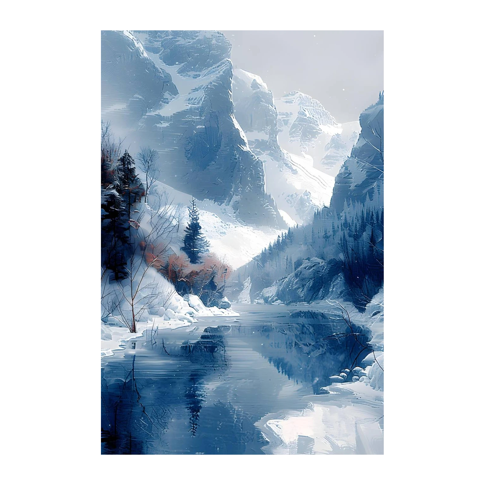 Serene Winter Mountain Lake Wall Art