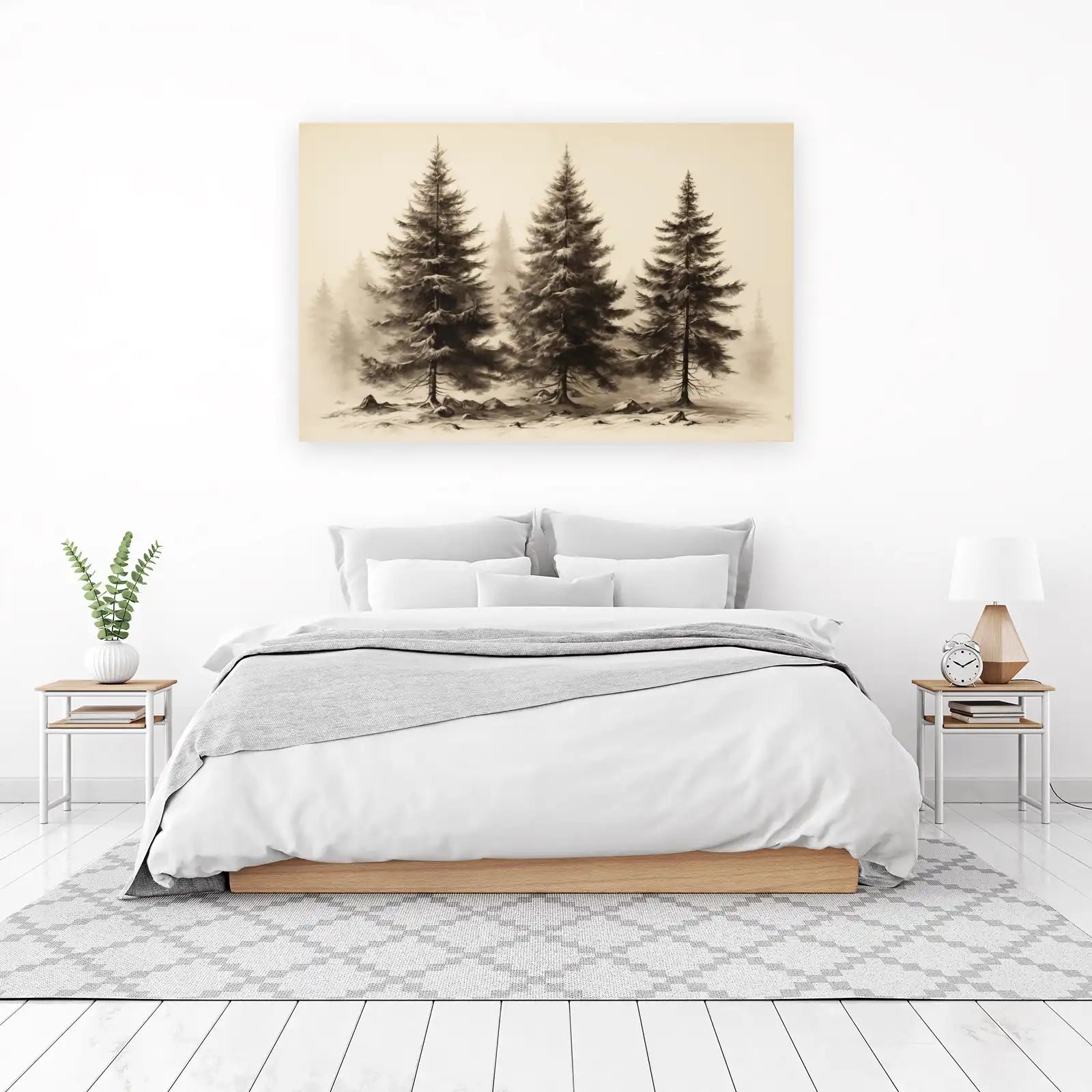 Misty Evergreen Forest Wall Art Wall Art