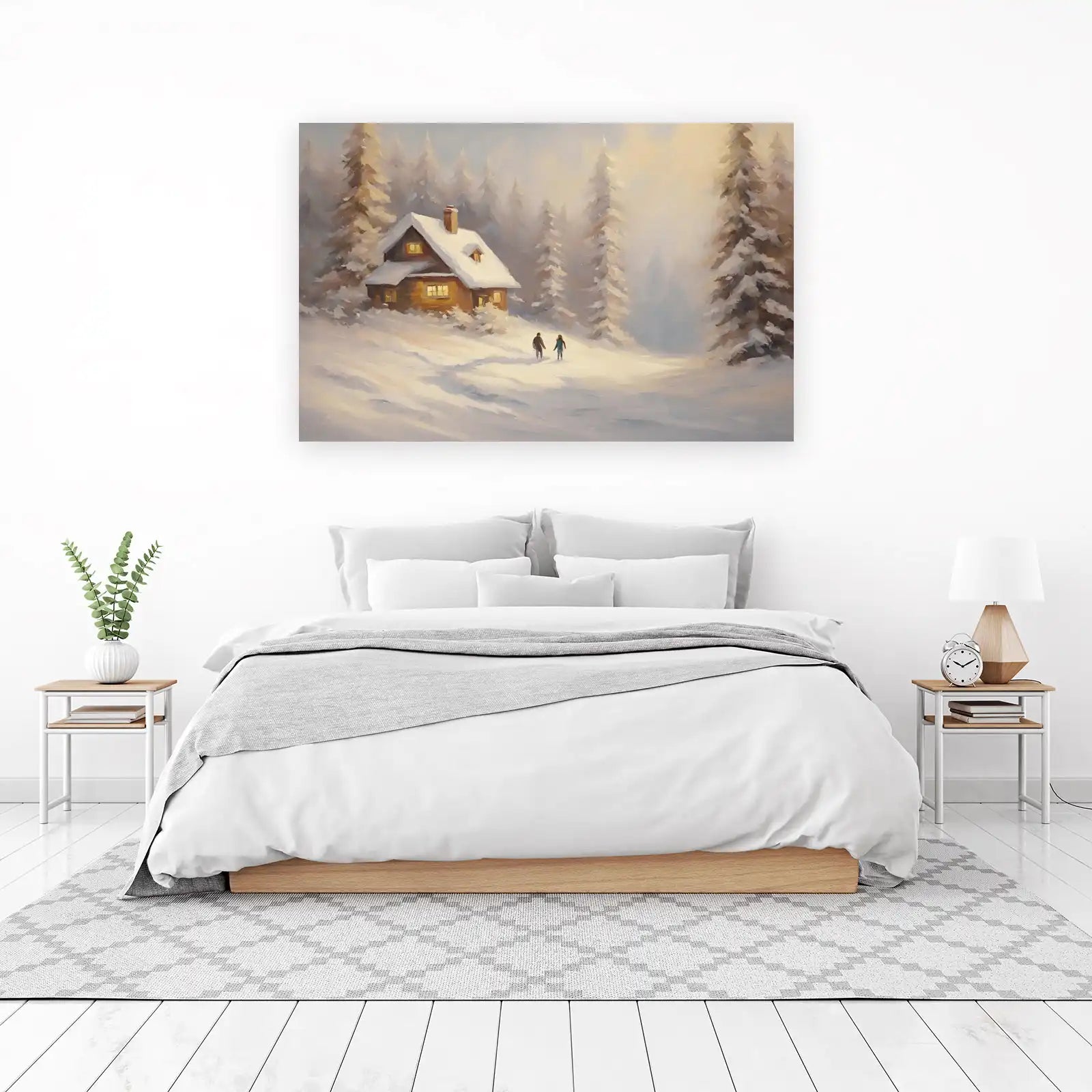 Cozy Winter Cabin & Couple Wall Art