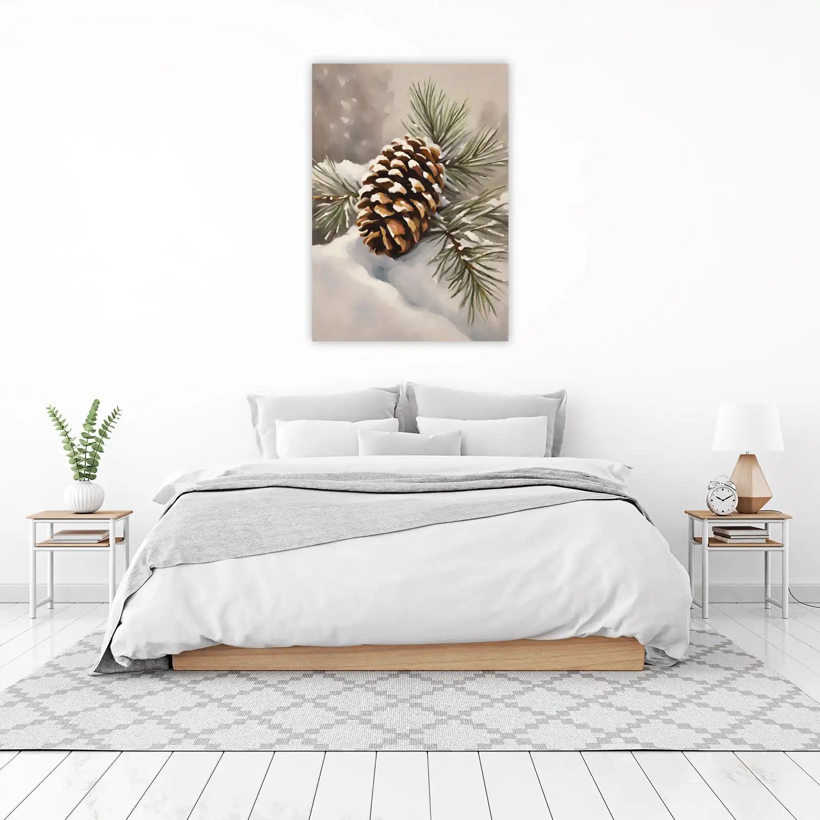 Winter Pinecone Snow Scene Wall Art
