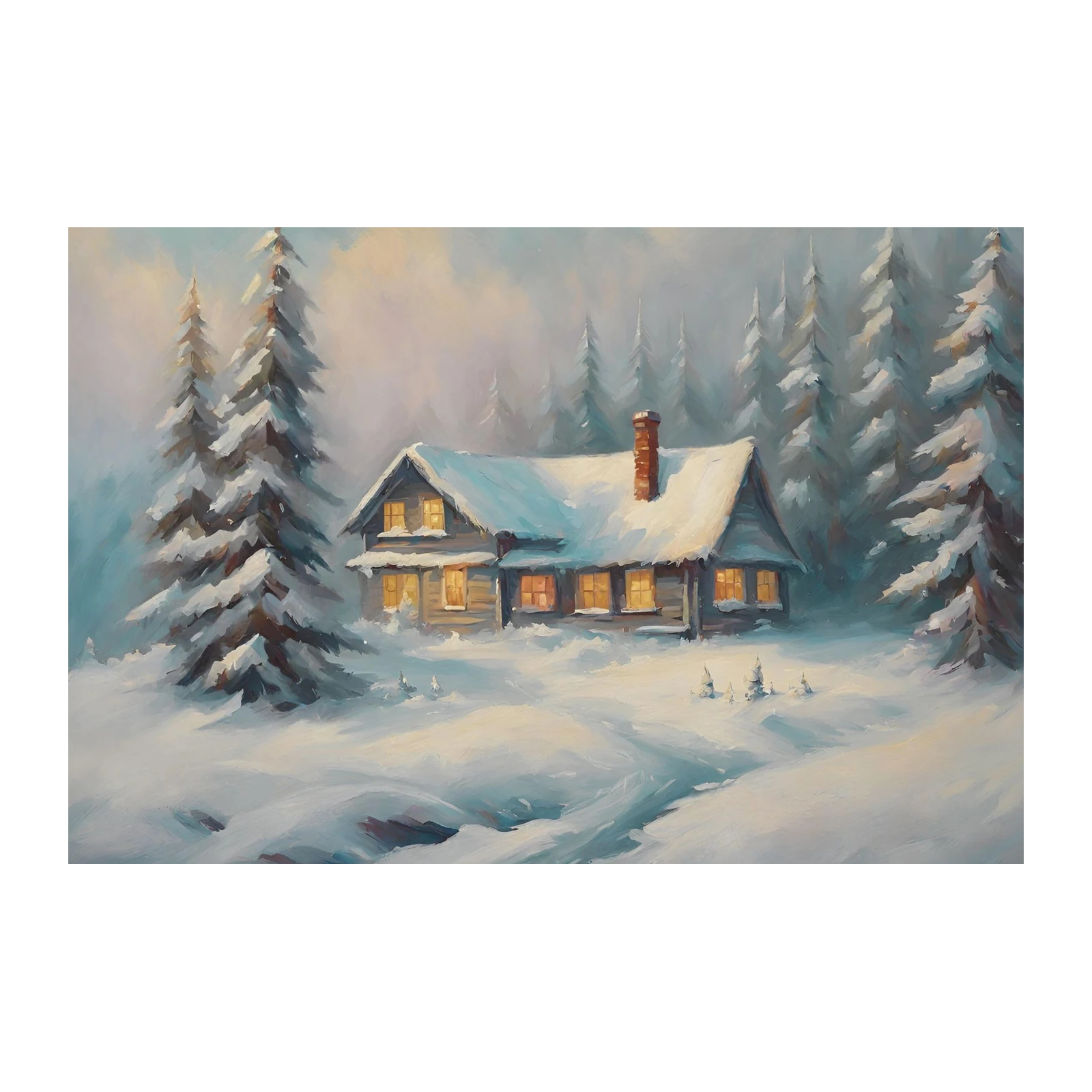 Cozy Winter Cabin Serenity Wall Art