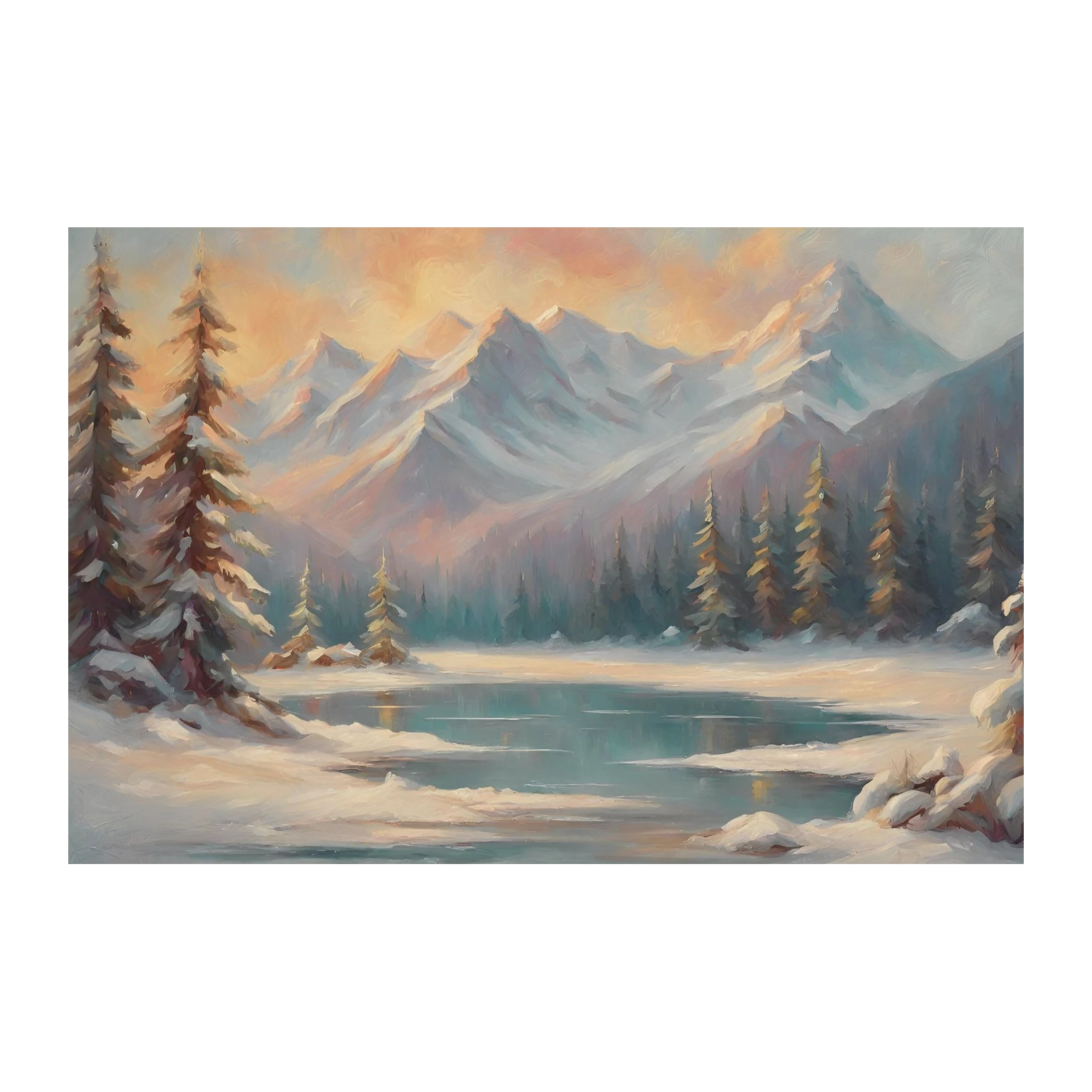 Serene Mountain Winter Landscape Wall Art