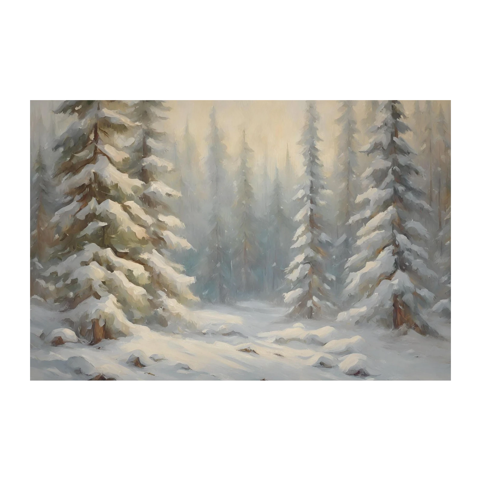Serene Snowy Forest Landscape Wall Art