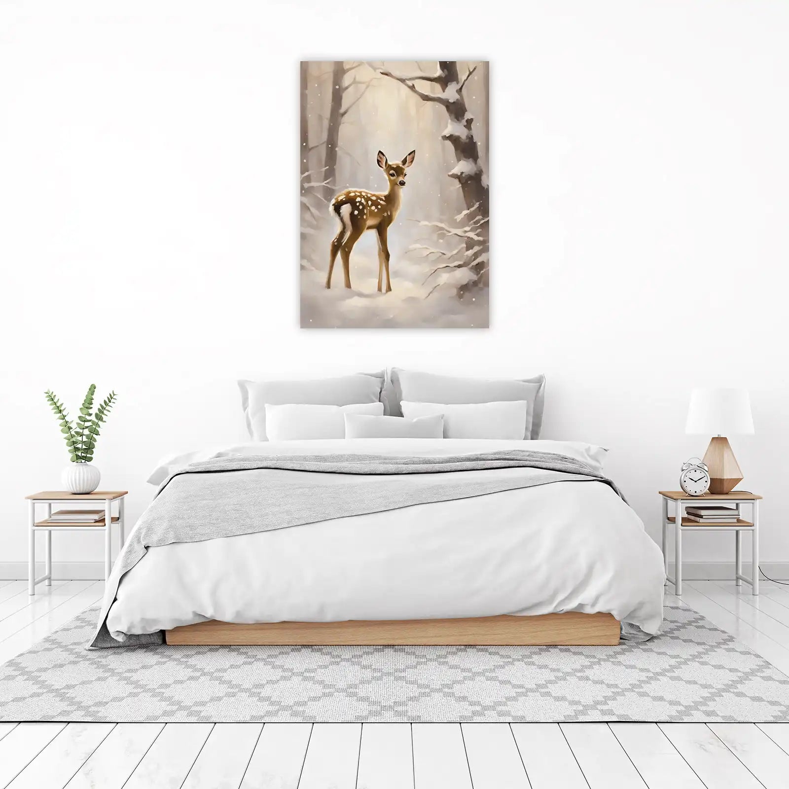 Enchanting Fawn Winter Forest Wall Art