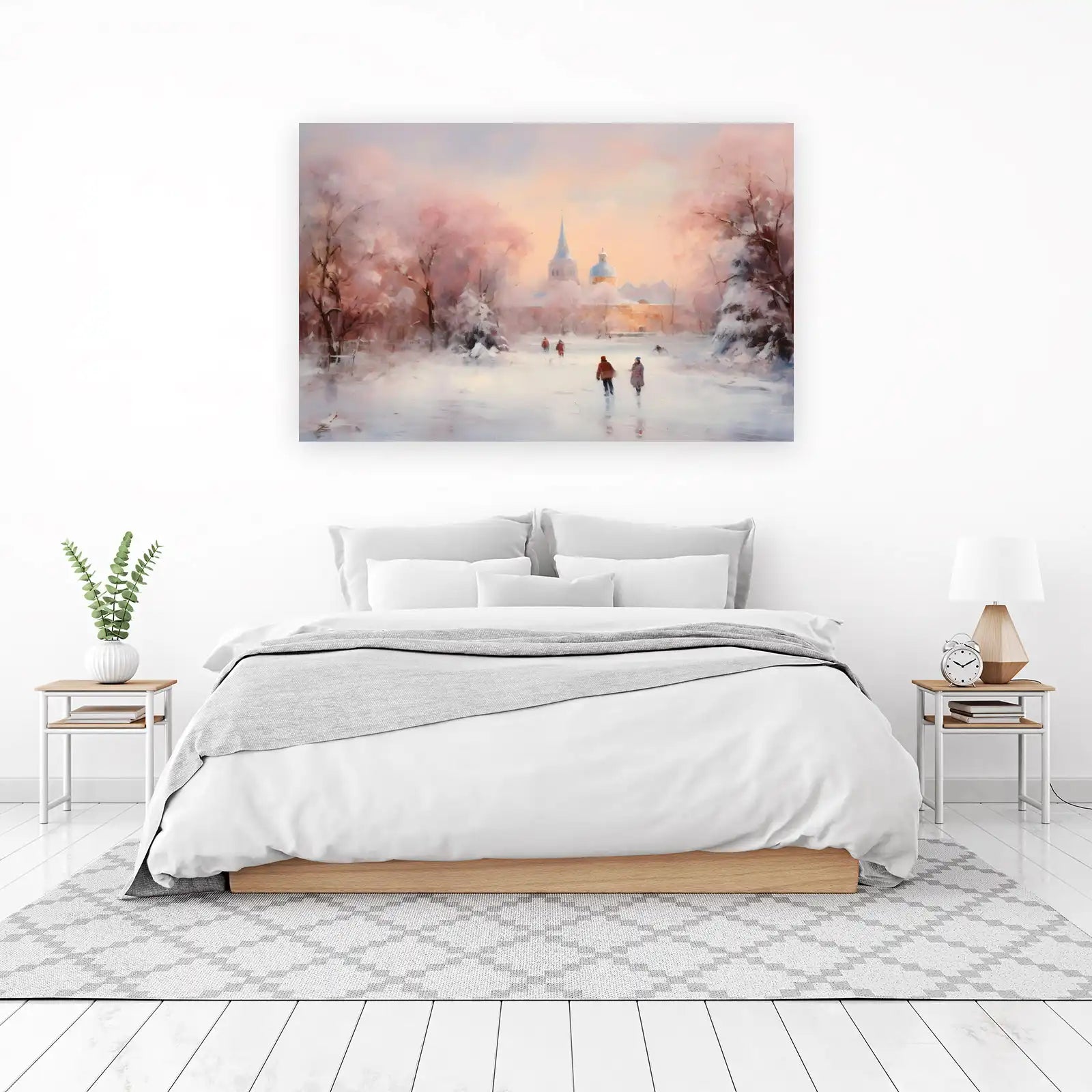 Winter Serenity Skating Scene Wall Art