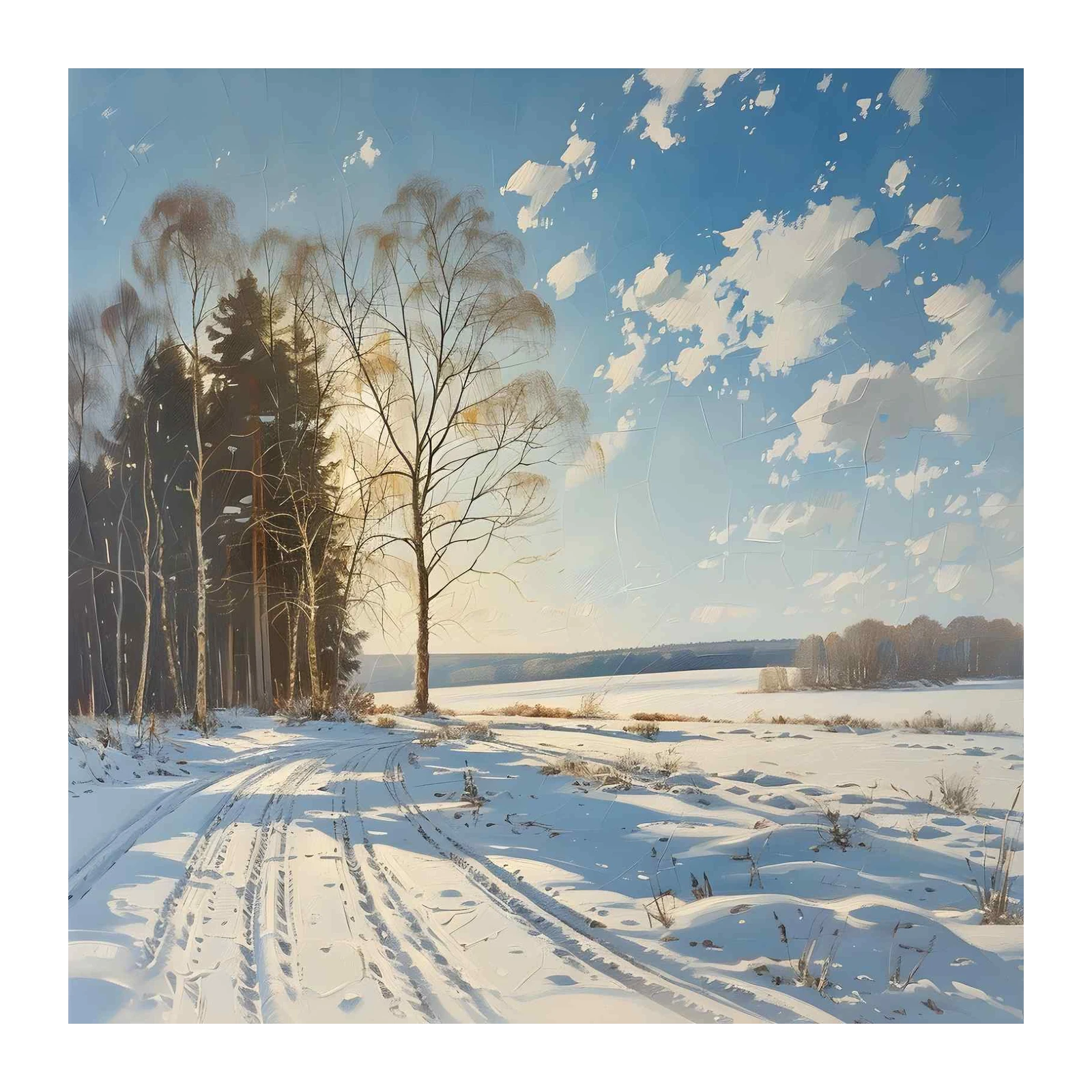 Winter Road & Forest Wall Art