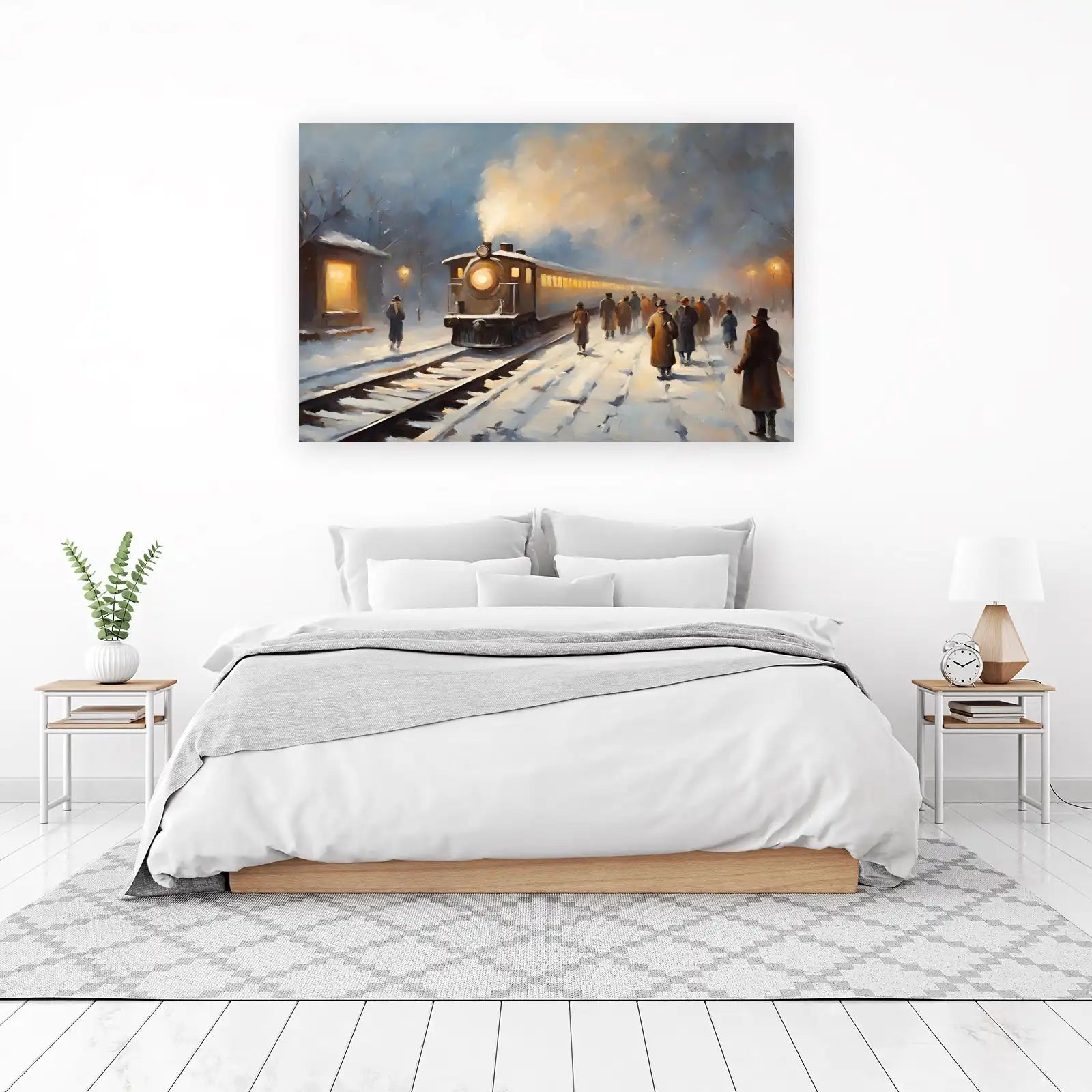 Vintage Train Arrival Snow Wall Art