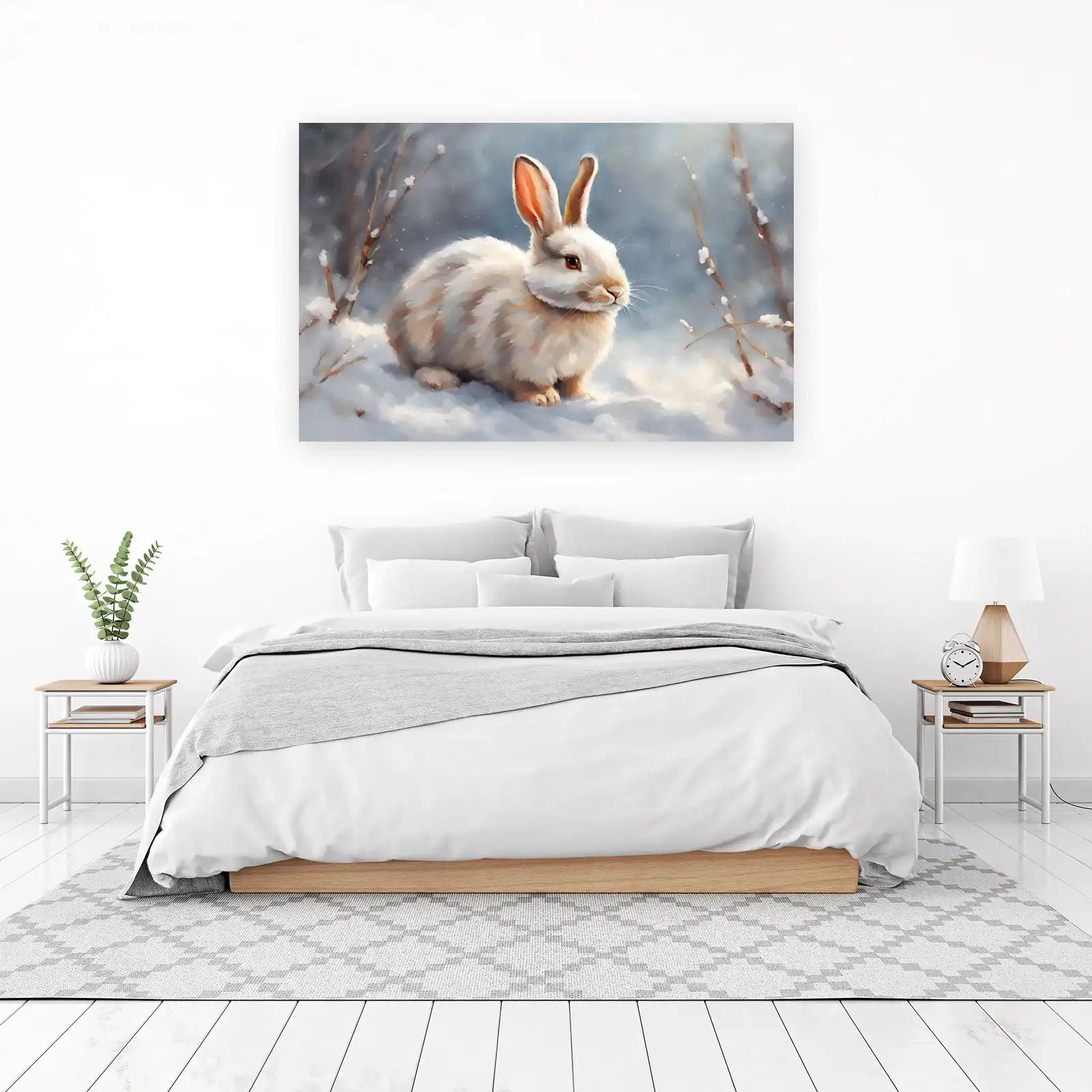 Adorable Winter Rabbit Snow Wall Art