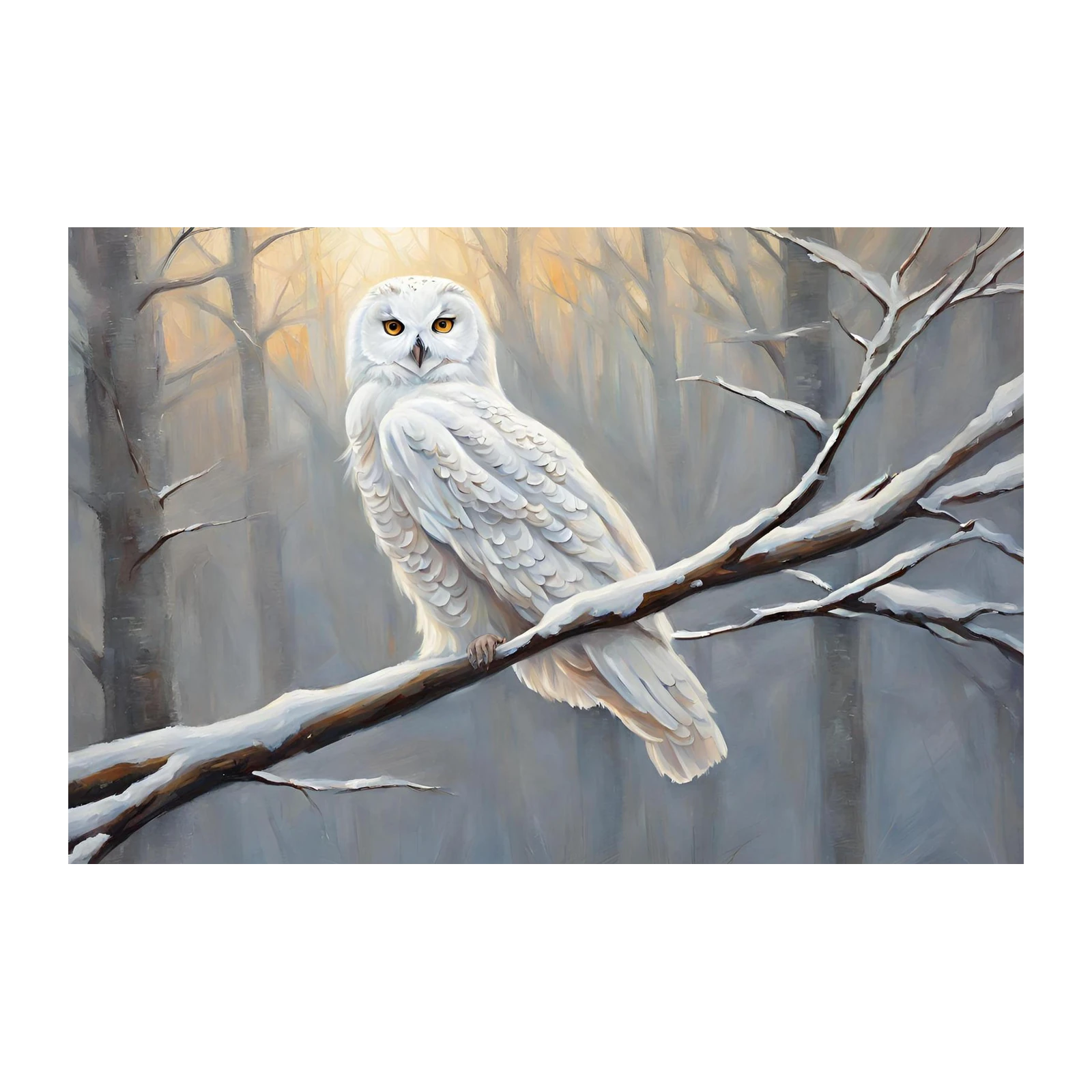 Majestic Snowy Owl Winter Forest Wall Art