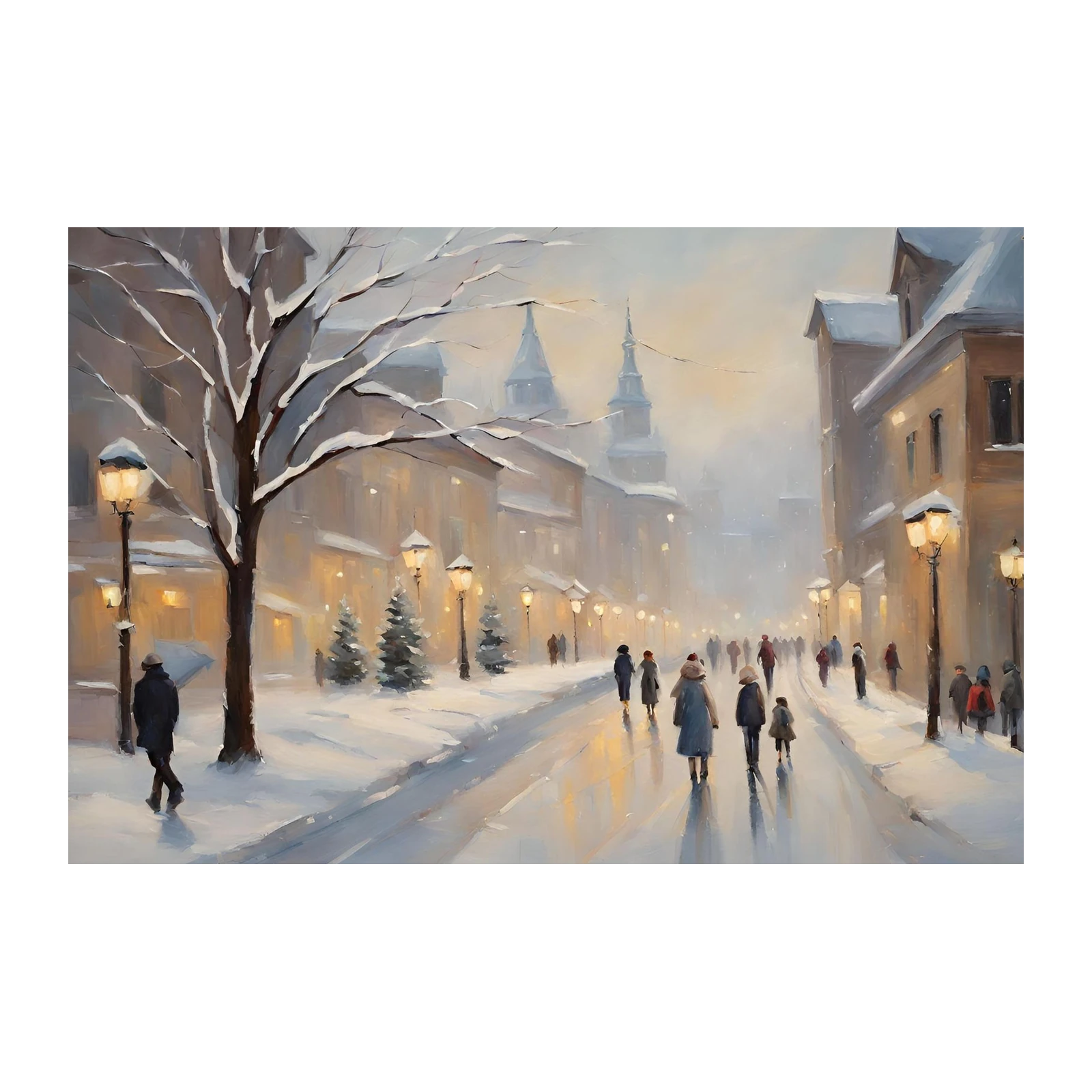 Cozy Winter Street Scene Wall Art