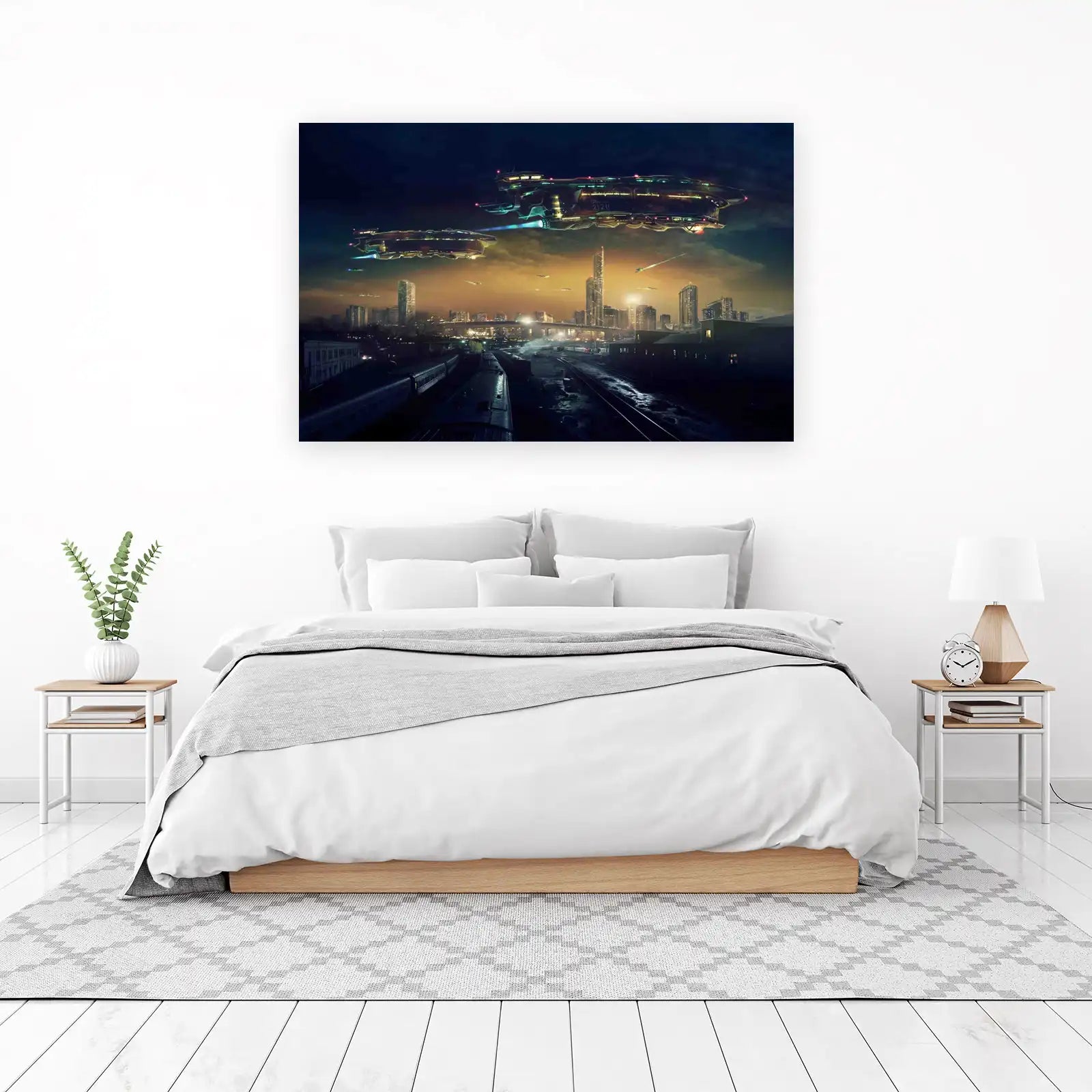 Futuristic Cityscape Sci-Fi Spaceship Wall Art