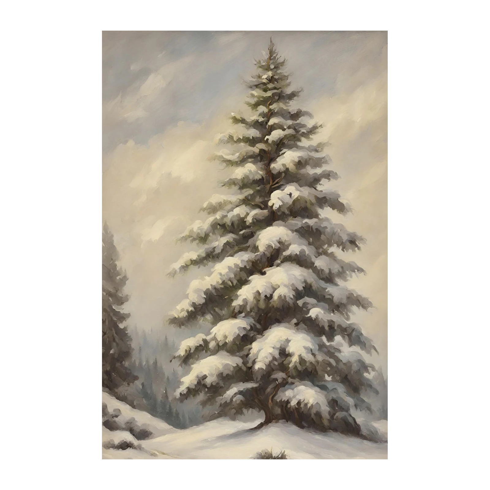 Snowy Pine Forest Serenity Wall Art