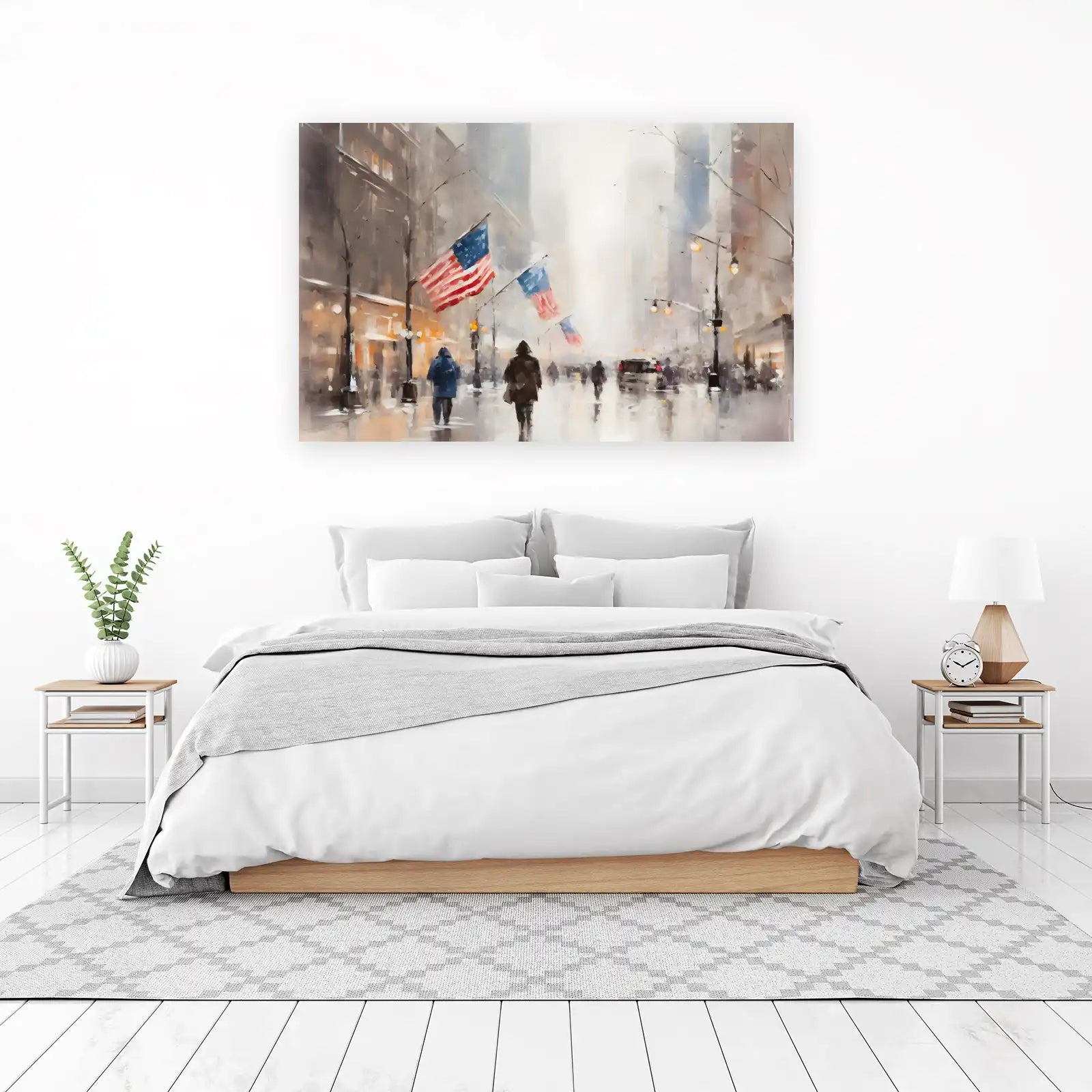 American Cityscape with Flags Wall Art