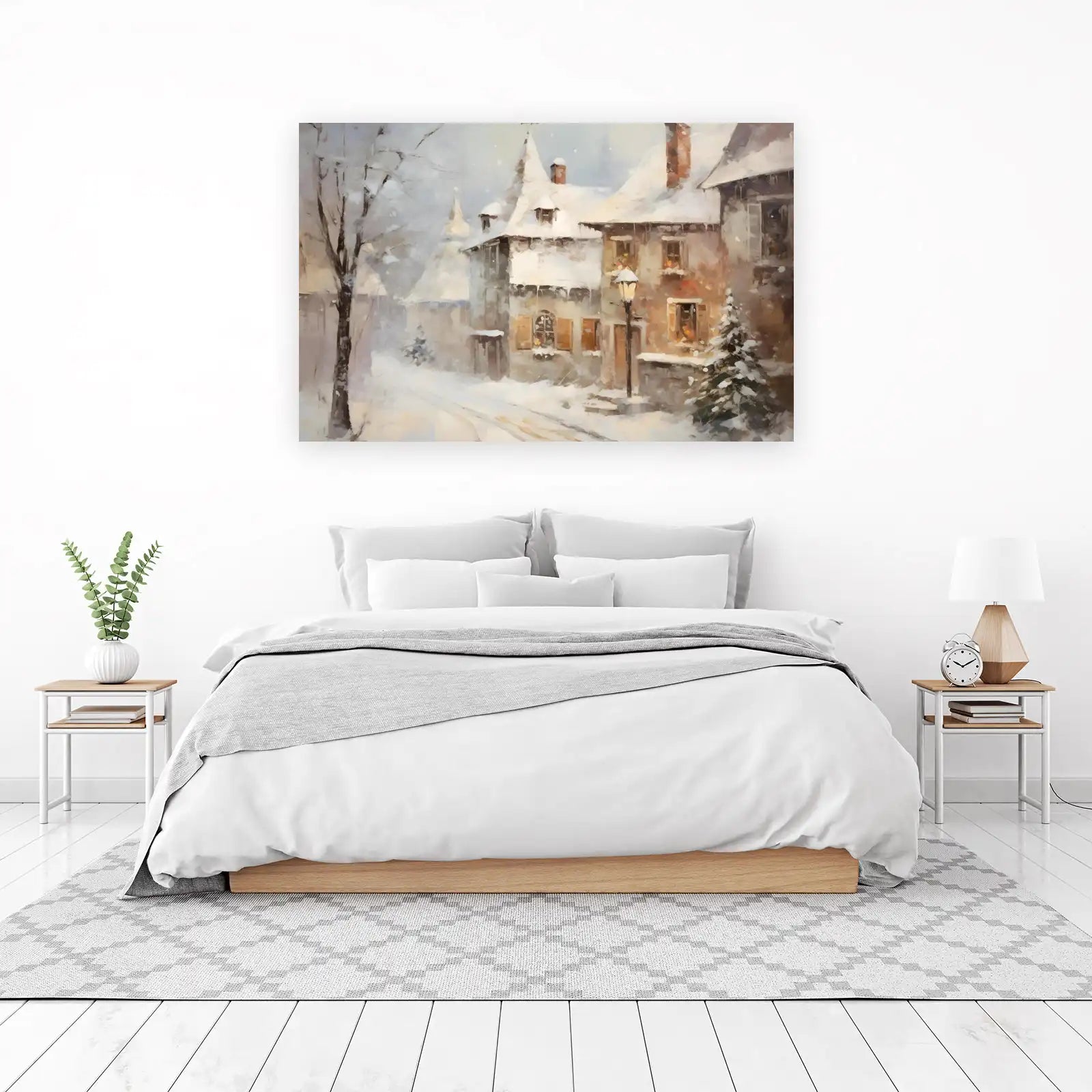 Cozy Winter Village Street Wall Art