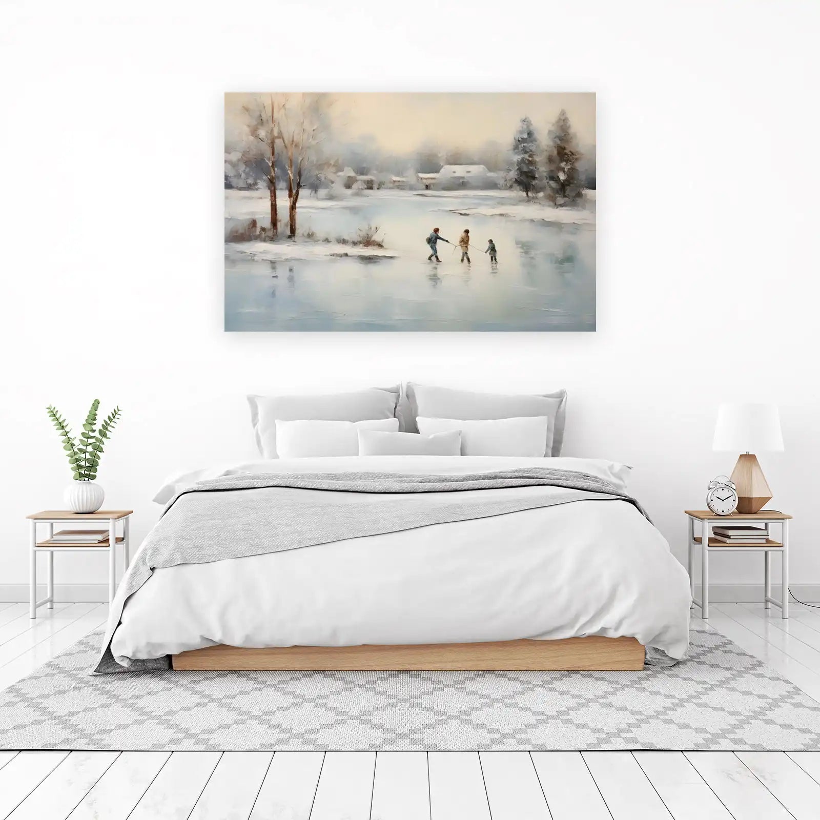 Winter Family Ice Skating Wall Art