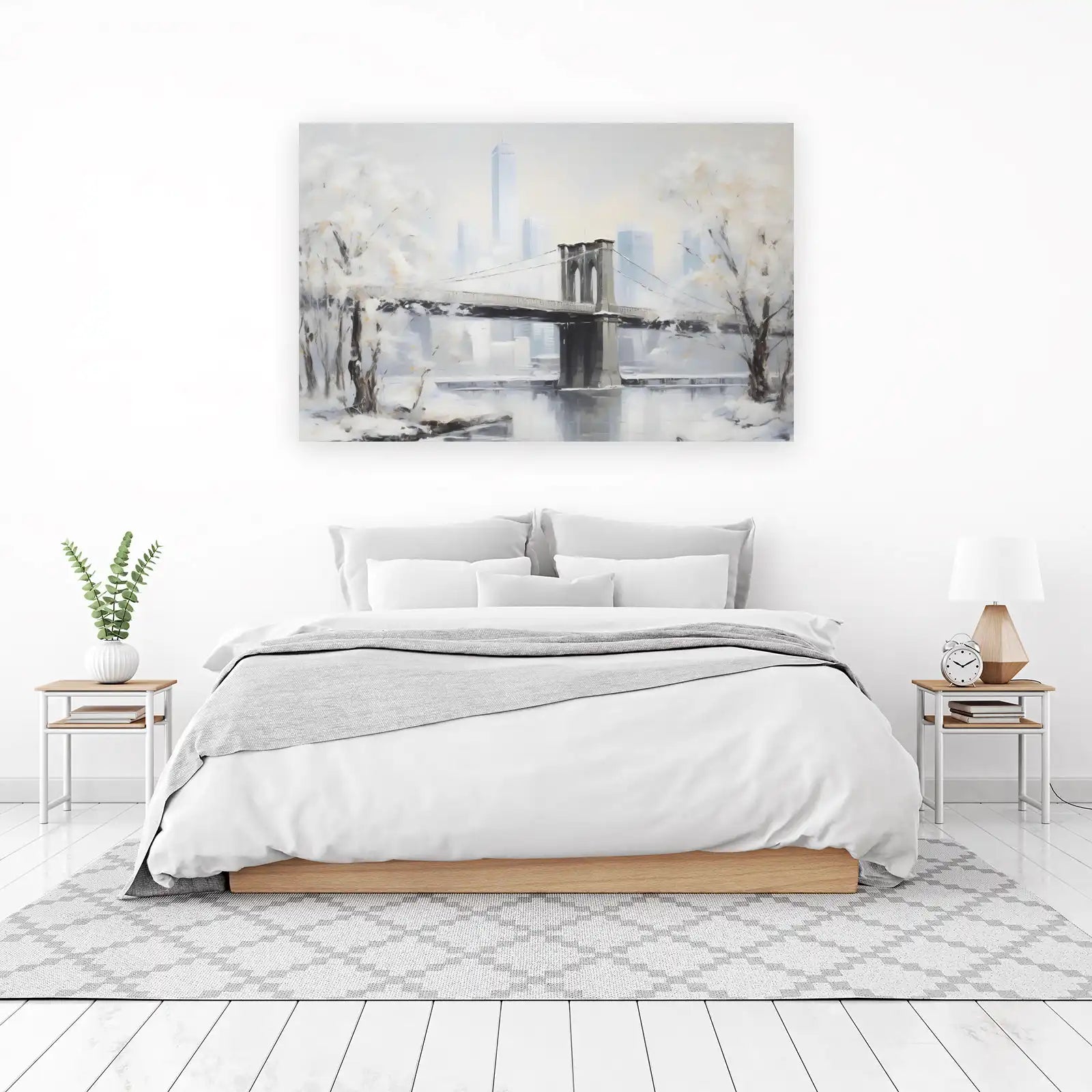 Winter Brooklyn Bridge Oil Painting Wall Art