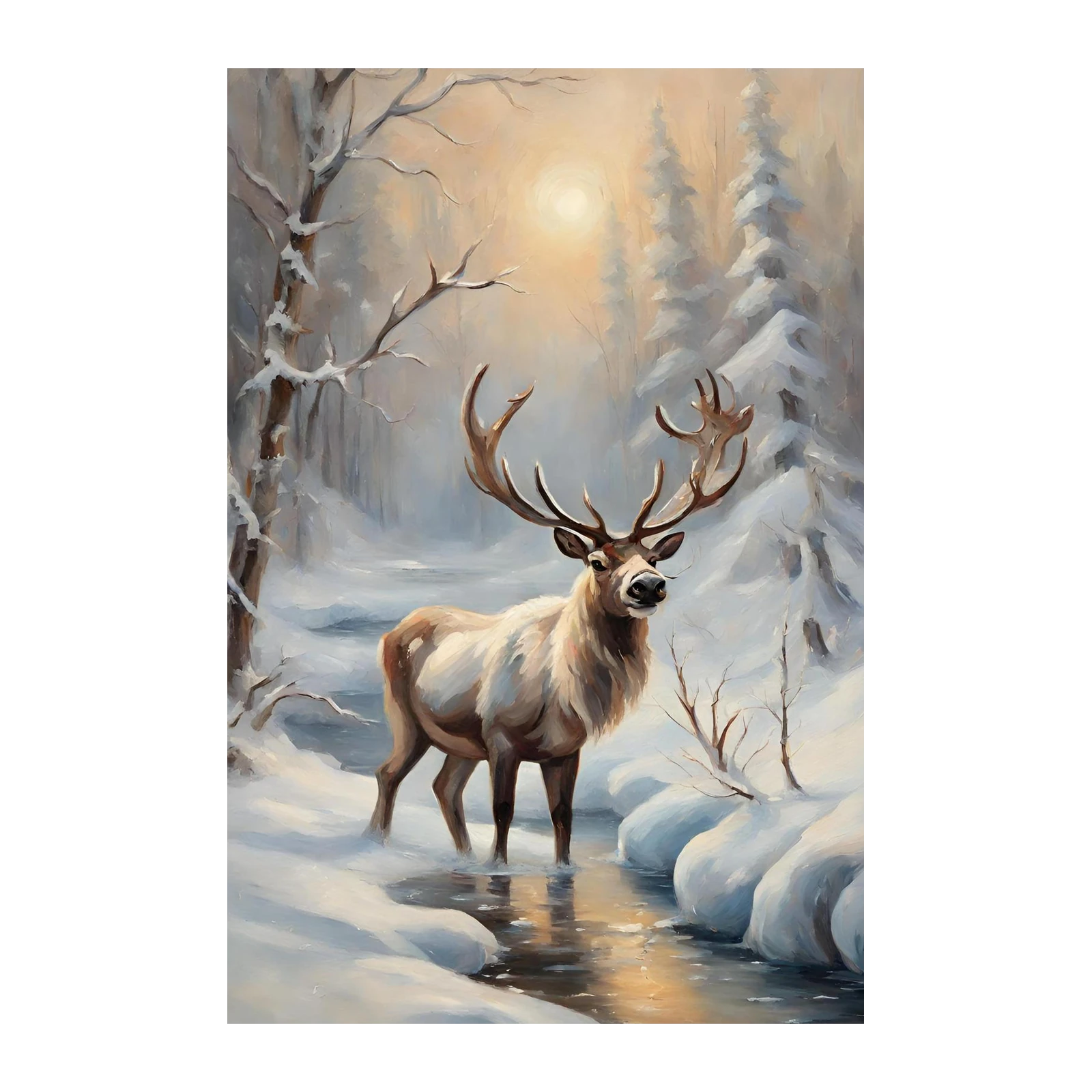 Majestic Stag Winter Forest Wall Art