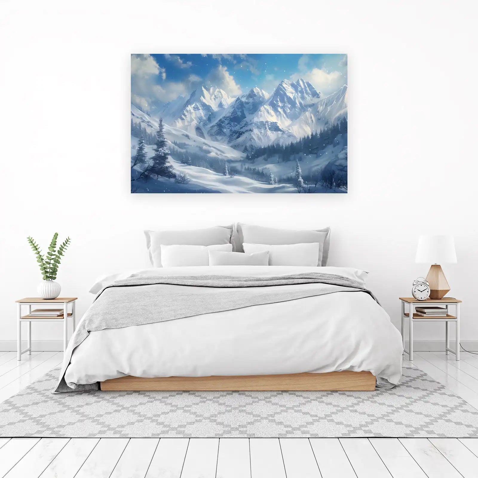 Serene Snowy Mountain Landscape Wall Art