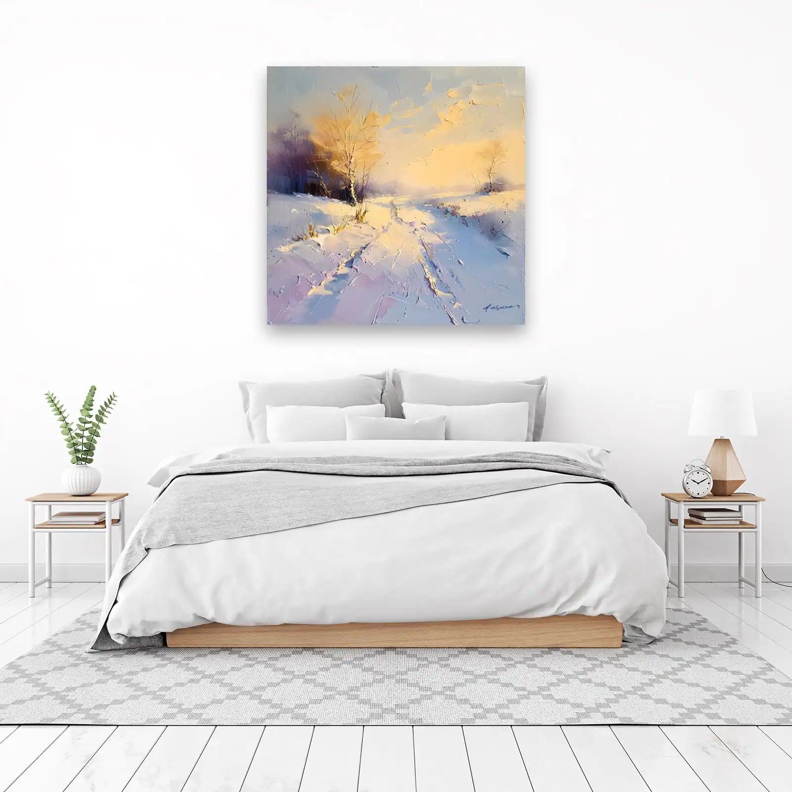 Golden Winter Landscape Textured Wall Art
