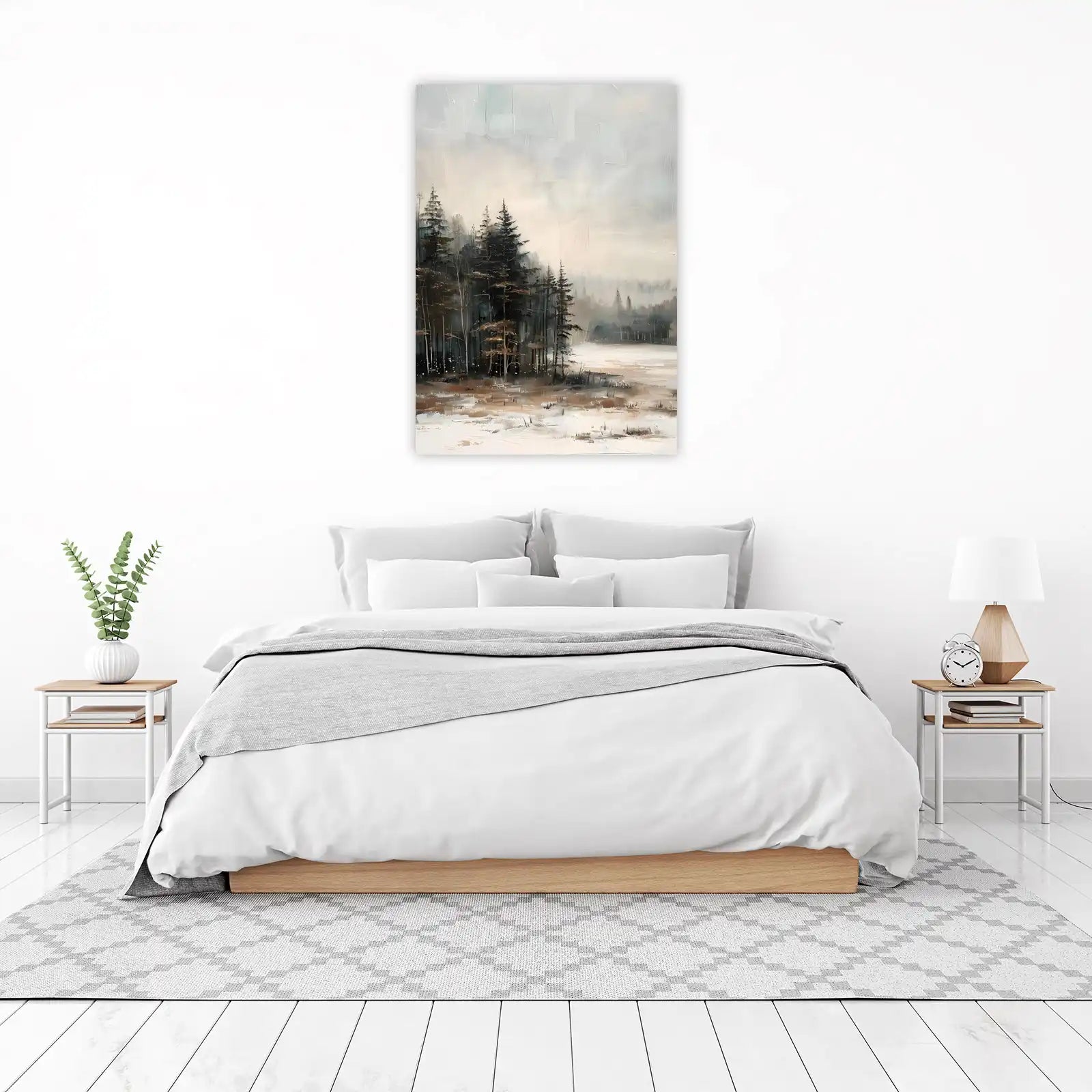 Abstract Winter Forest Landscape Wall Art