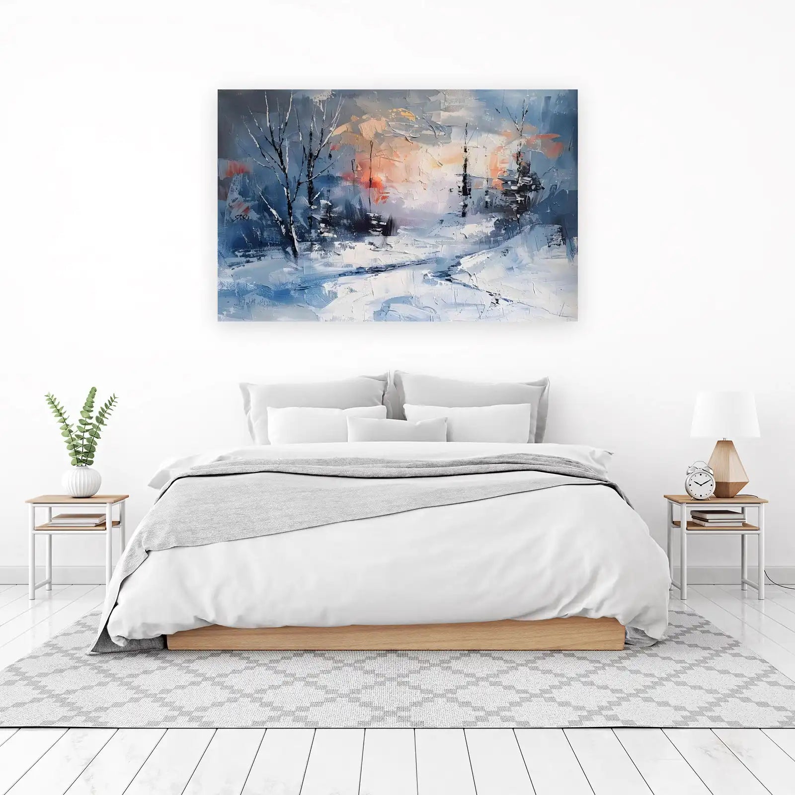 Abstract Winter Forest Sunset Wall Art