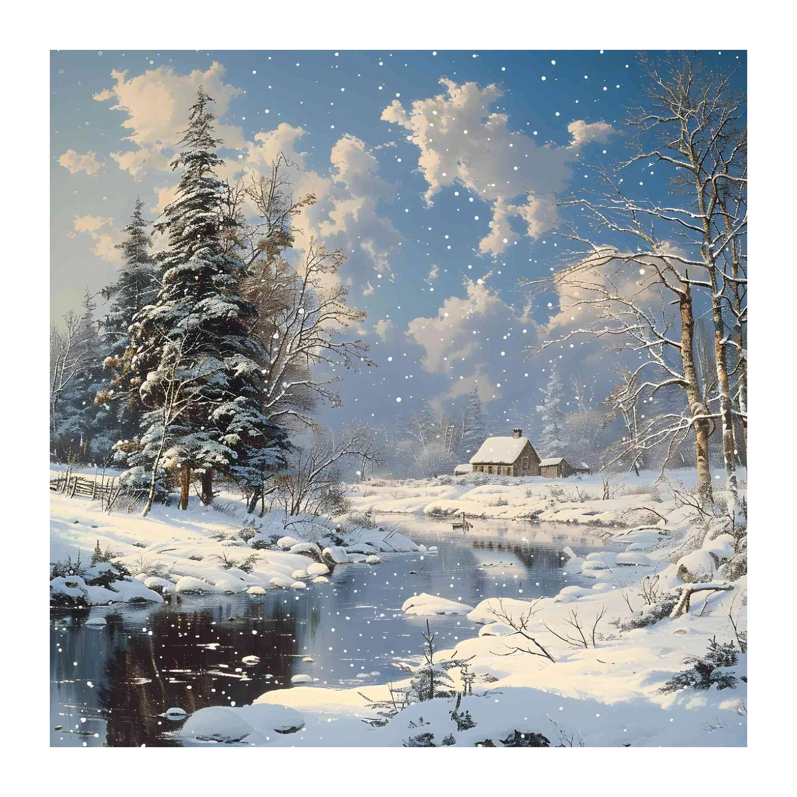 Cozy Winter Cabin Serenity Wall Art