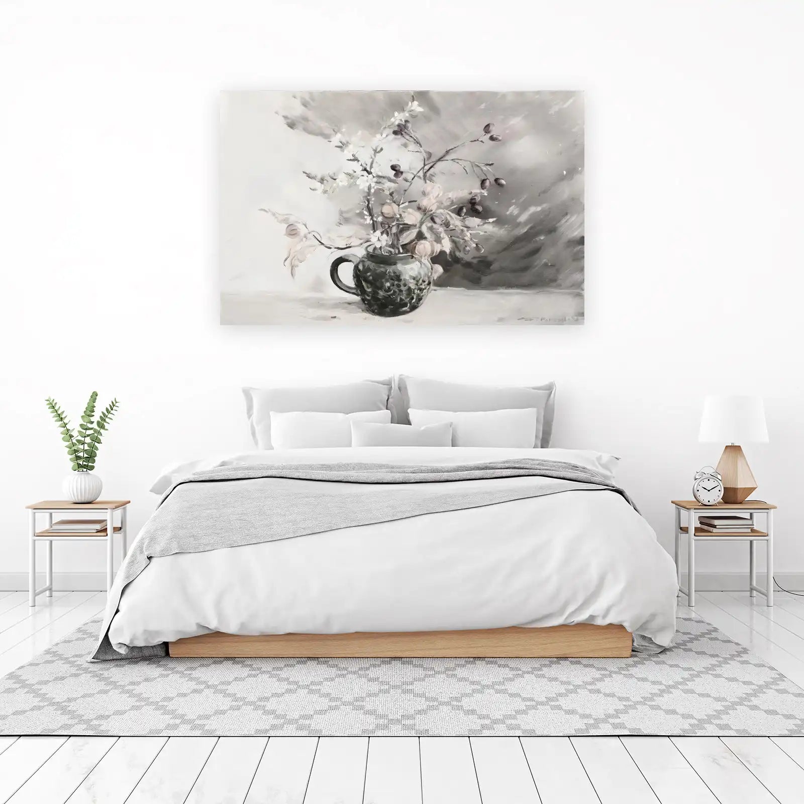 Monochromatic Floral Still Life Wall Art